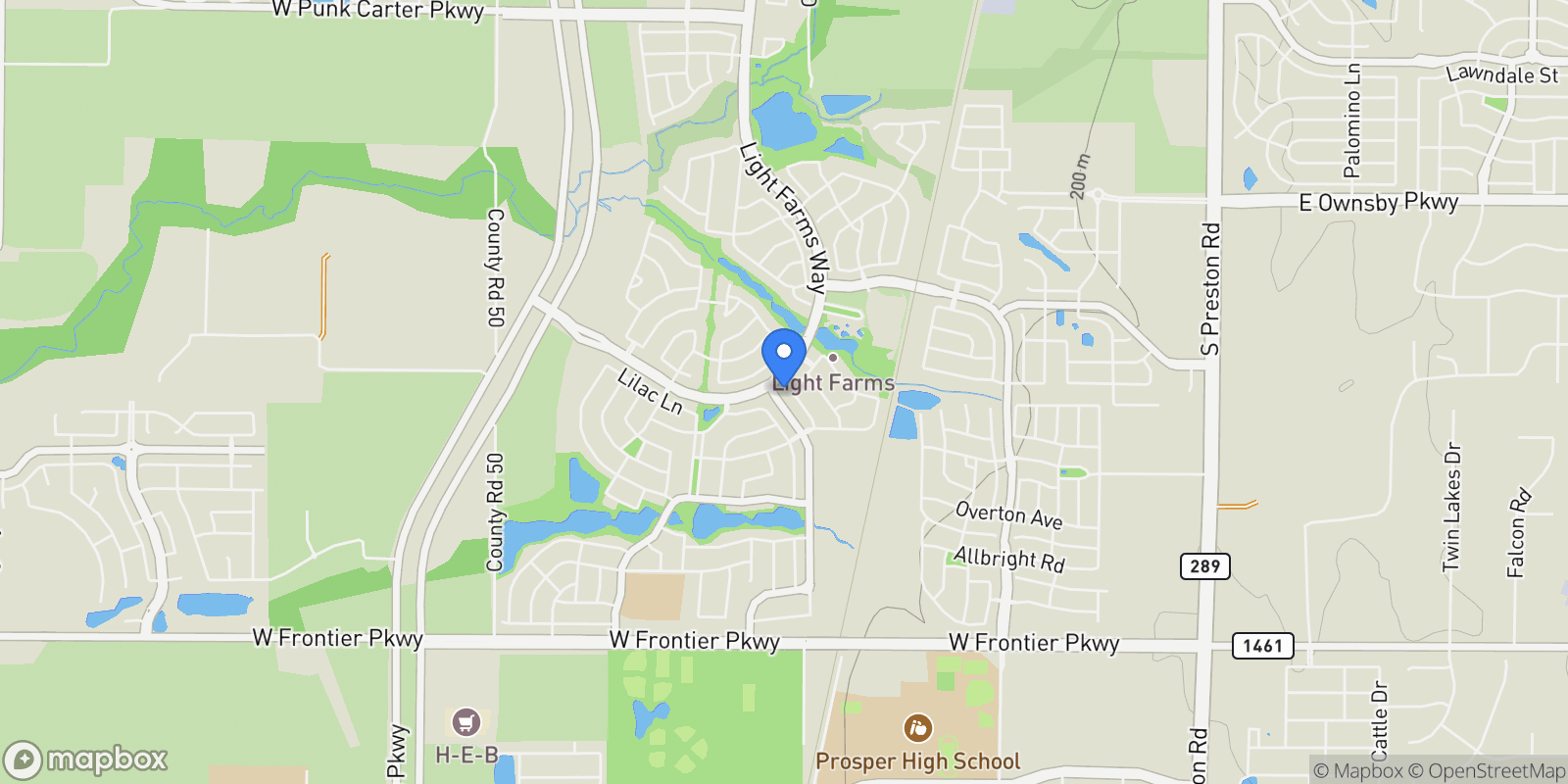 Map showing 3901 Harrisburg Lane, Prosper, Texas, United States.