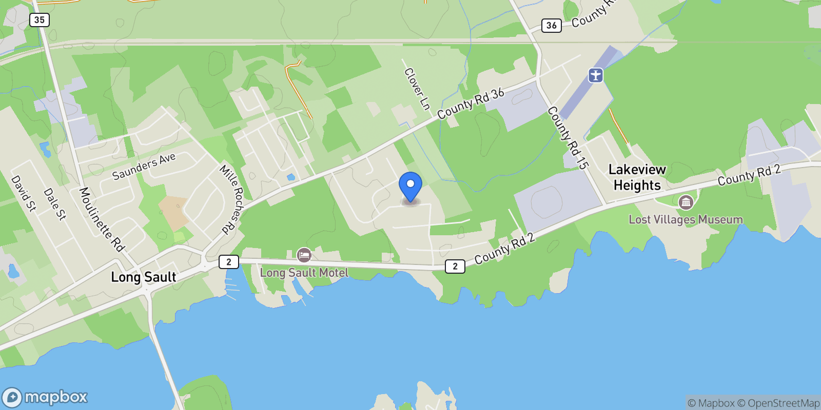 Map showing 46 Forest Hill Road, South Stormont, Ontario, Canada.