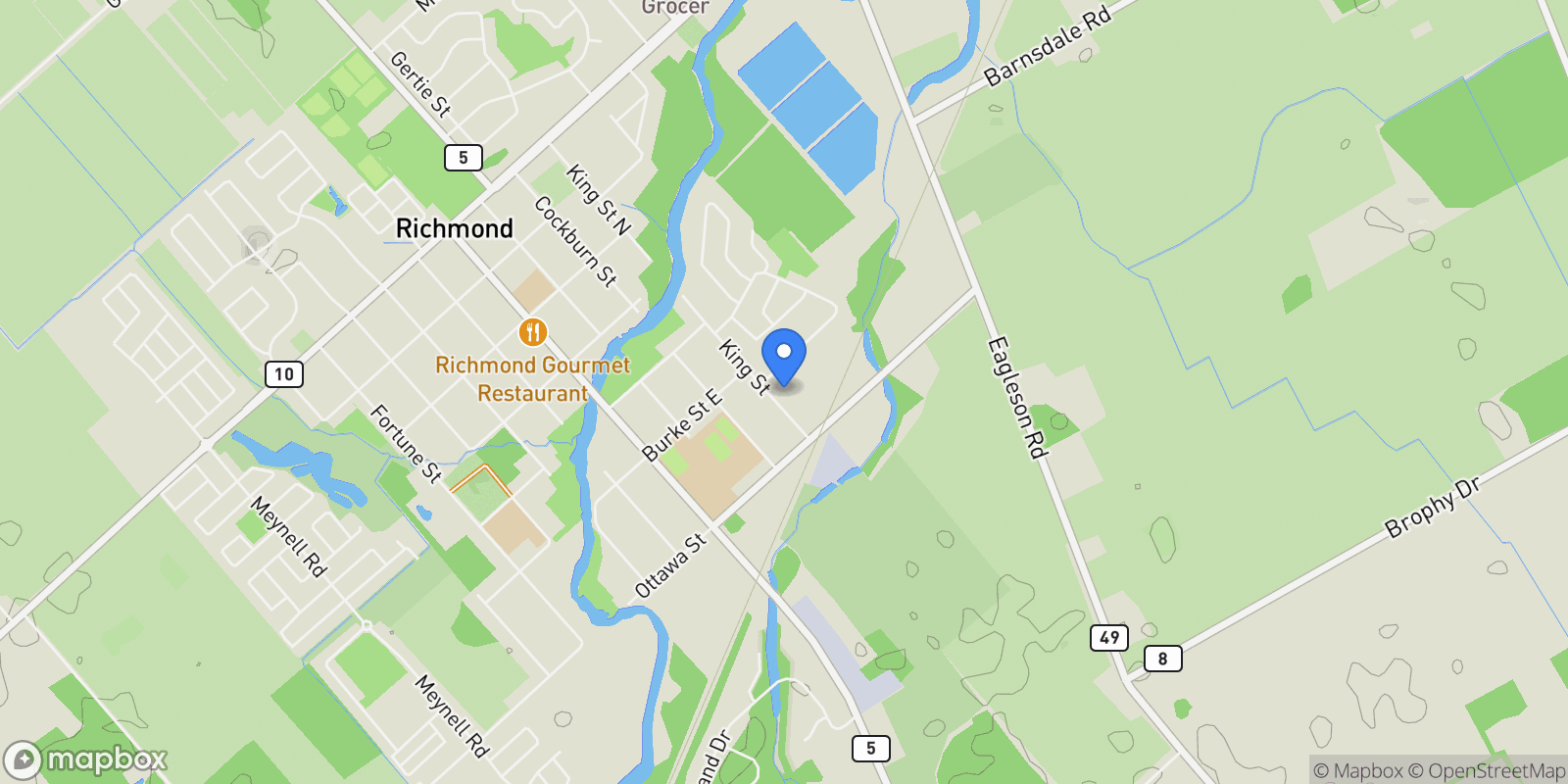 Map showing 104 King Edward Avenue, Ottawa, Ontario, Canada.