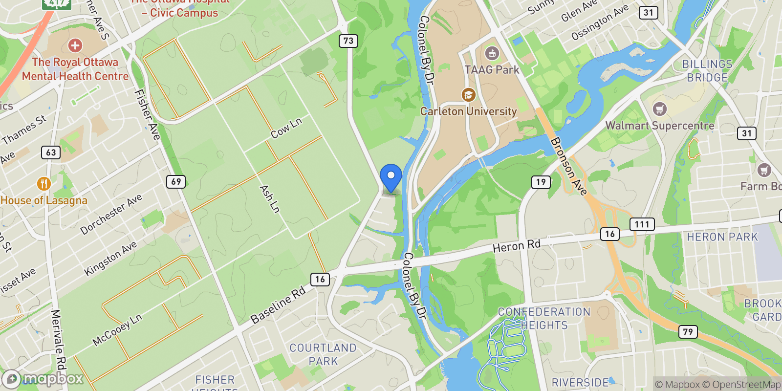 Map showing 127 Peridot Private, Ottawa, Ontario, Canada.