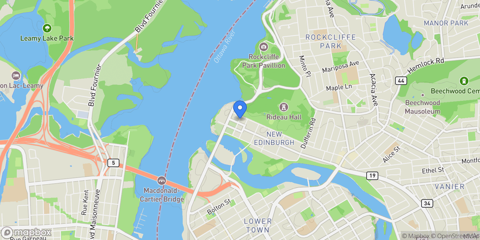 Map showing 69 Thomas Street, Ottawa, Ontario, Canada.