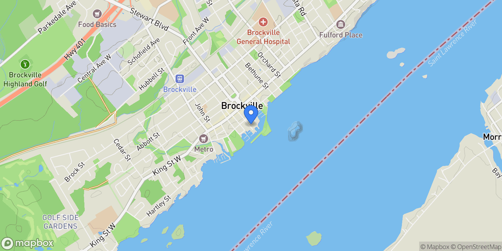 Map showing 15 St Andrew Street 1702, Brockville, Ontario, Canada.