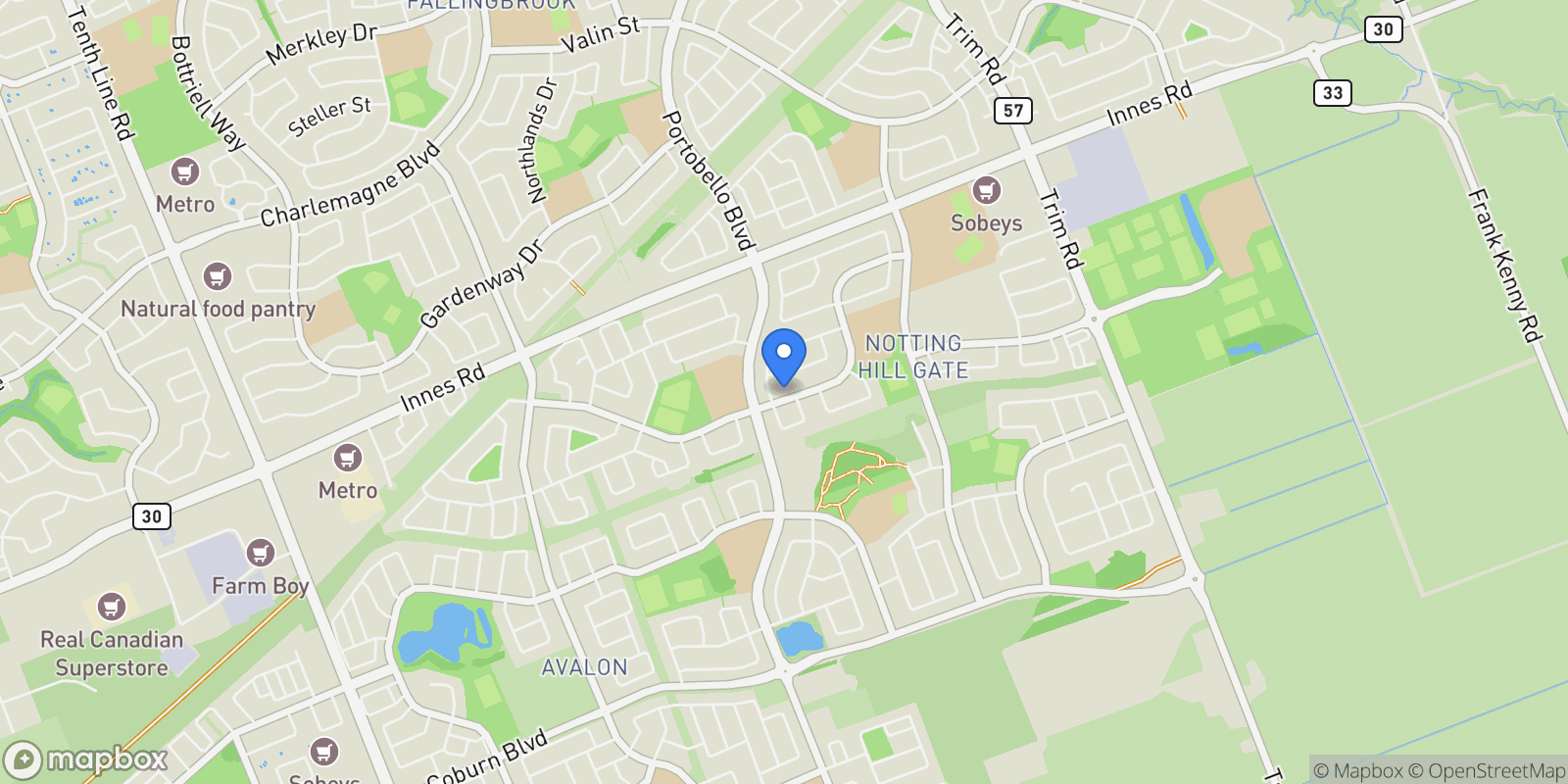 Map showing 823 Scala Avenue, Ottawa, Ontario, Canada.