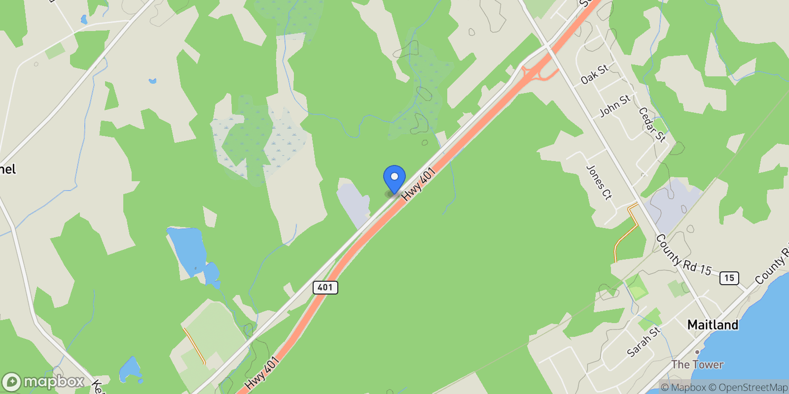 Map showing 3550 Second Concession Road, Maitland, Ontario, Canada.