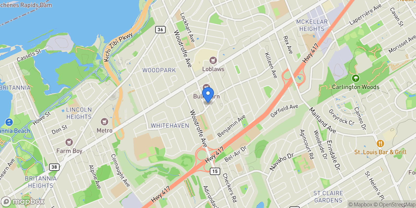 Map showing 2177 LENESTER Avenue, Ottawa, Ontario, Canada.