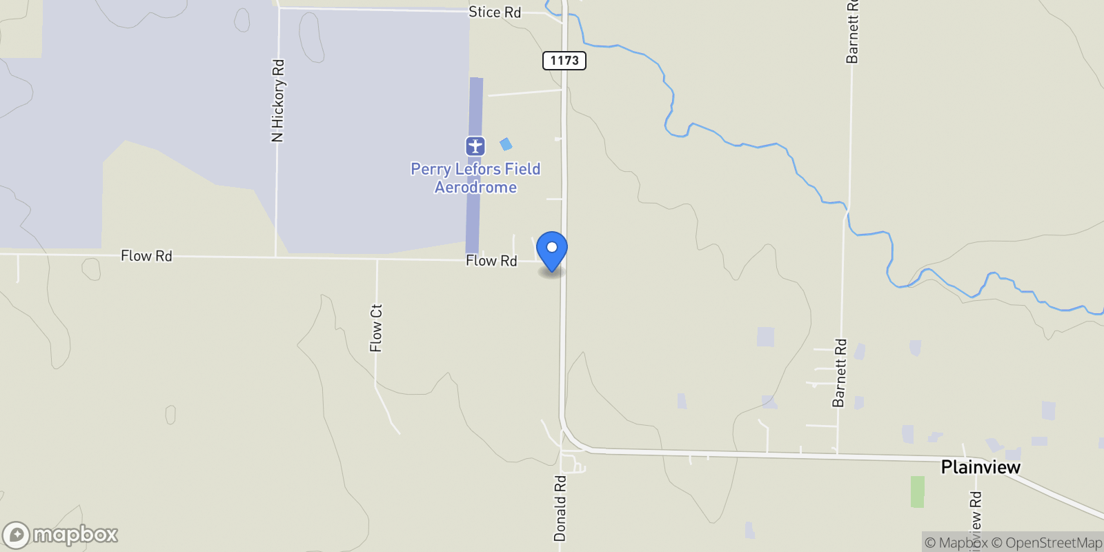 Map showing 12345 Flow Road, Krum, Texas, United States.