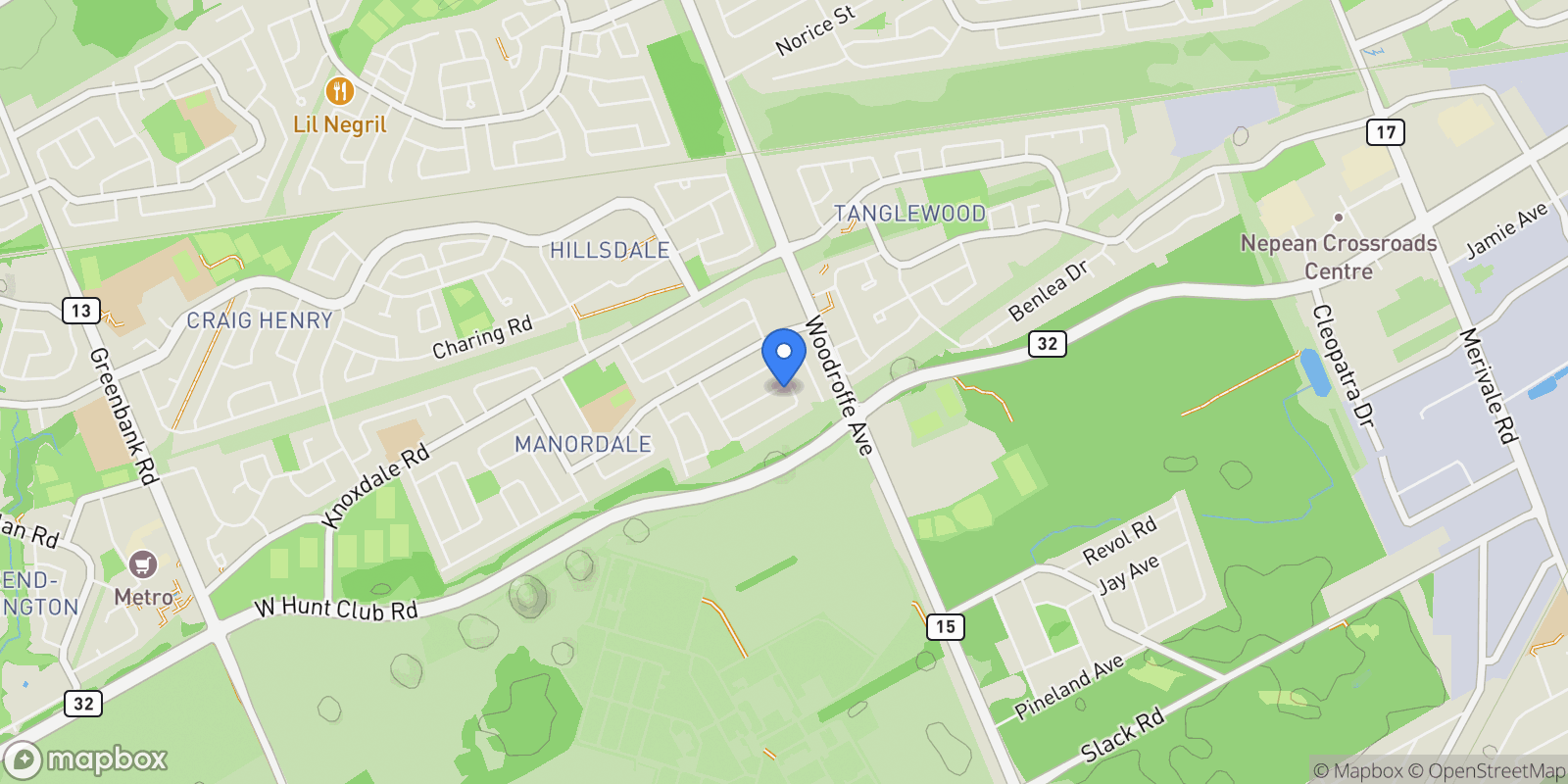 Map showing 20 Gary Avenue, Ottawa, Ontario, Canada.