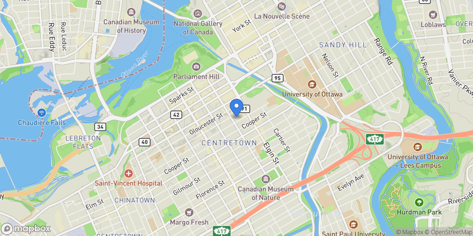 Map showing 197 Lisgar Street 218, Ottawa, Ontario, Canada.