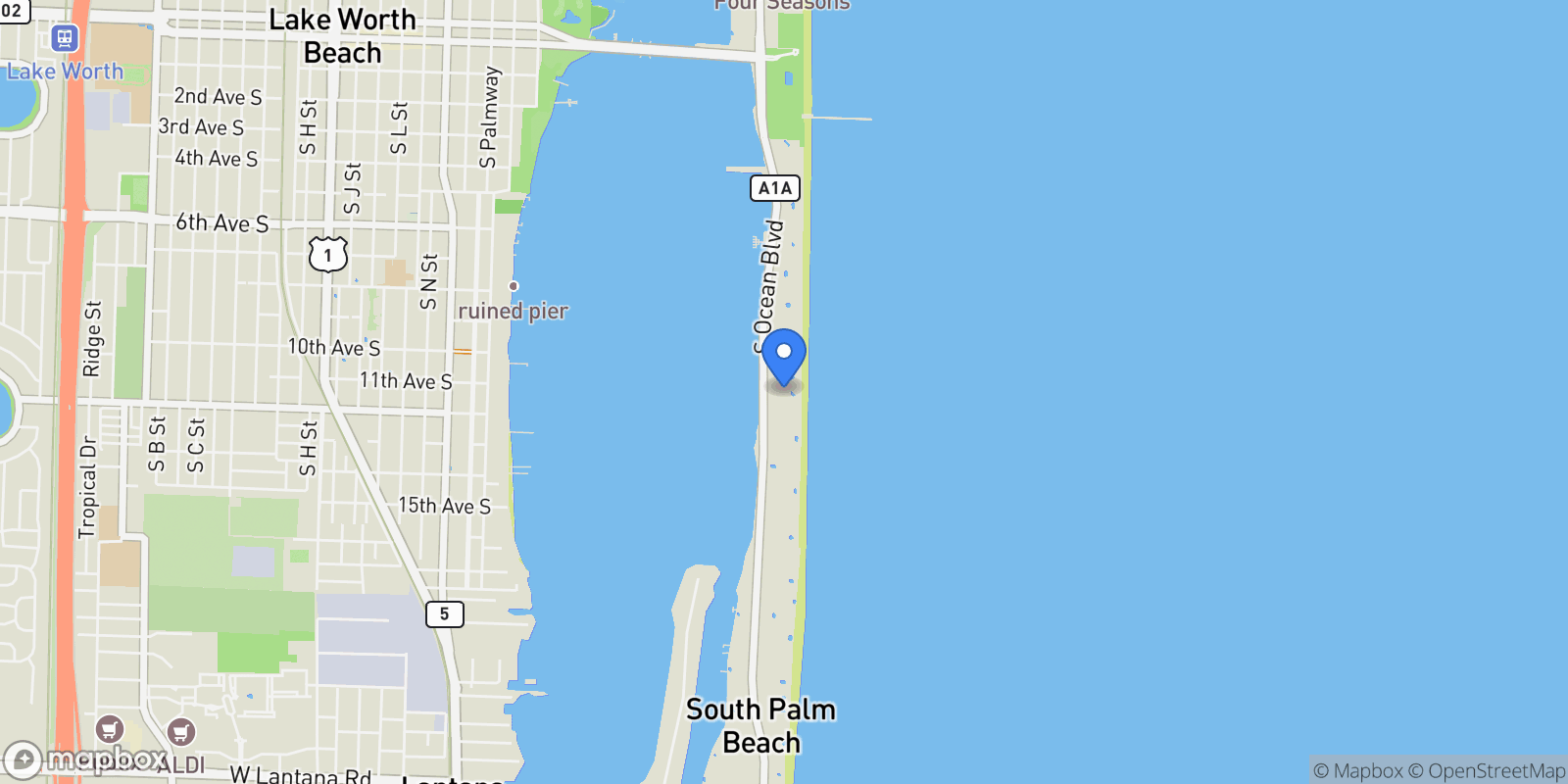 Map showing 3300 S Ocean Boulevard 401s, Palm Beach, Florida, United States.