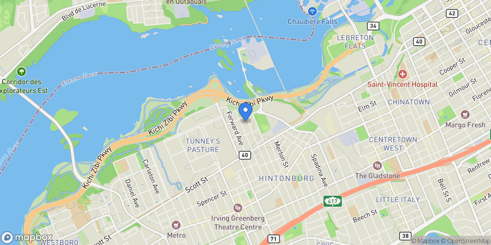 Map showing 56-58 Carruthers Avenue, Ottawa, Ontario, Canada.