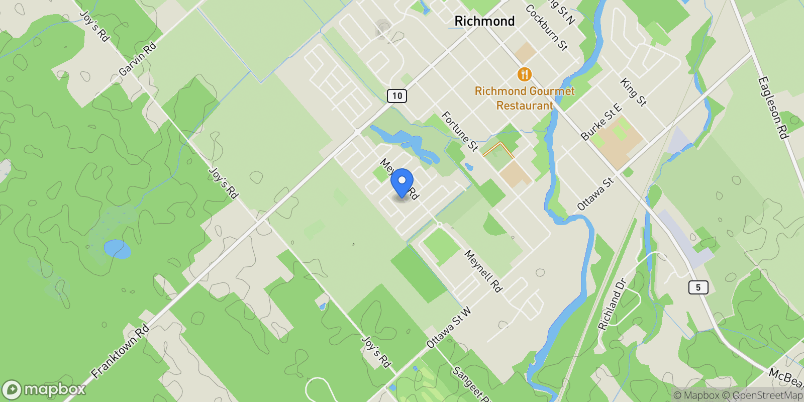 Map showing 23 Pacing Walk, Ottawa, Ontario, Canada.