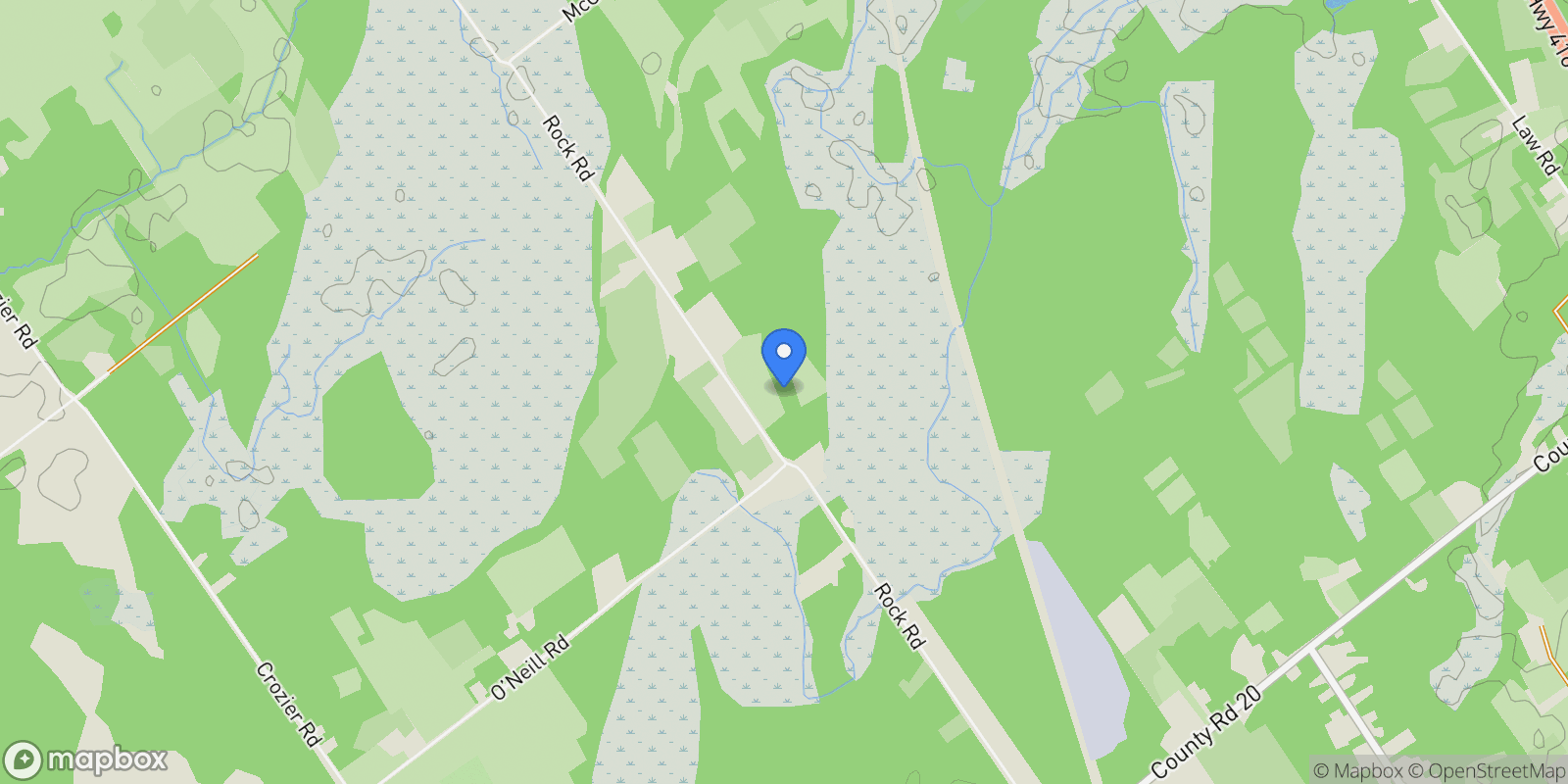 Map showing 791 Rock Road, Oxford Mills, Ontario, Canada.
