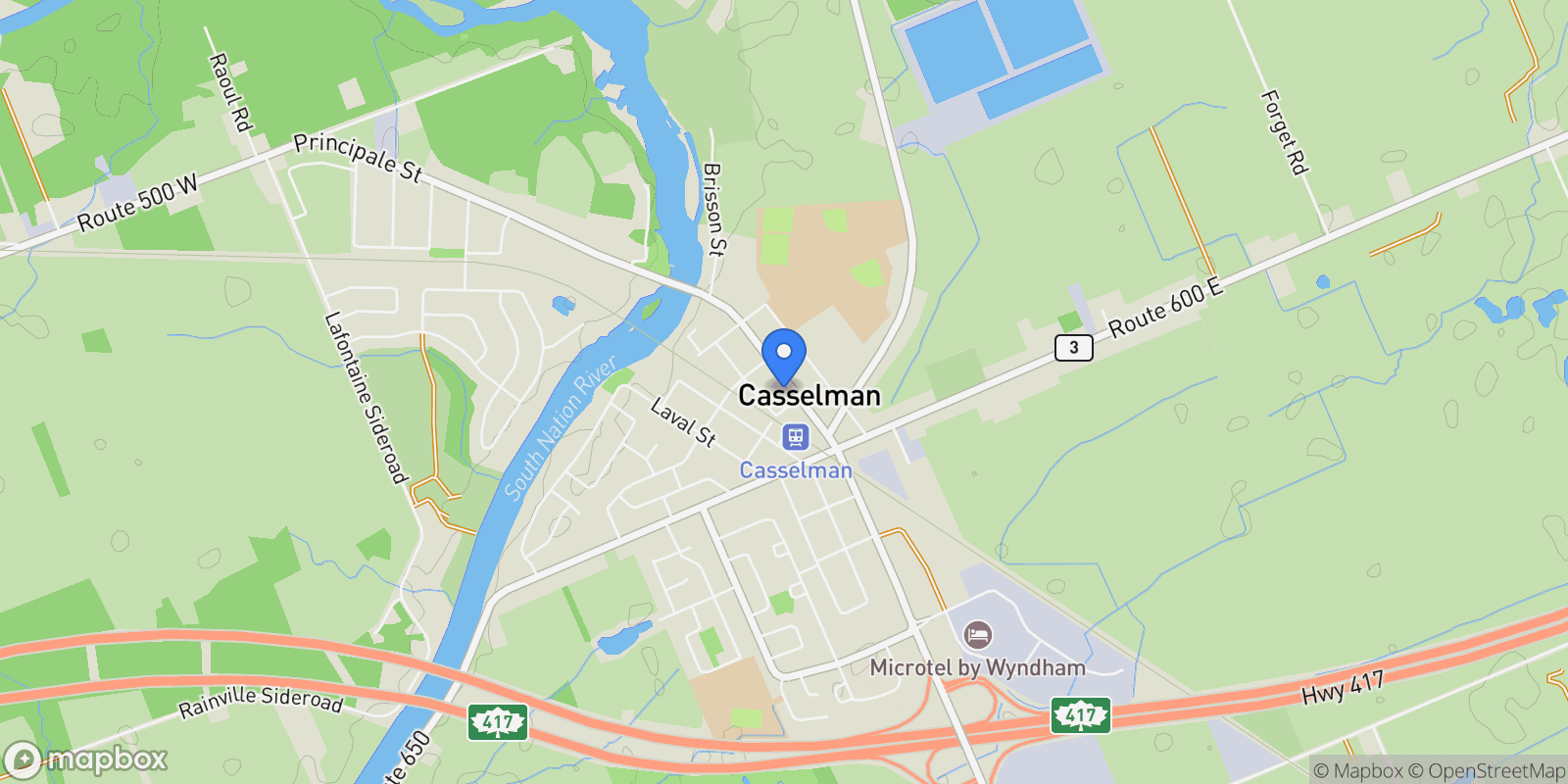 Map showing 739 Principale Street, Casselman, Ontario, Canada.
