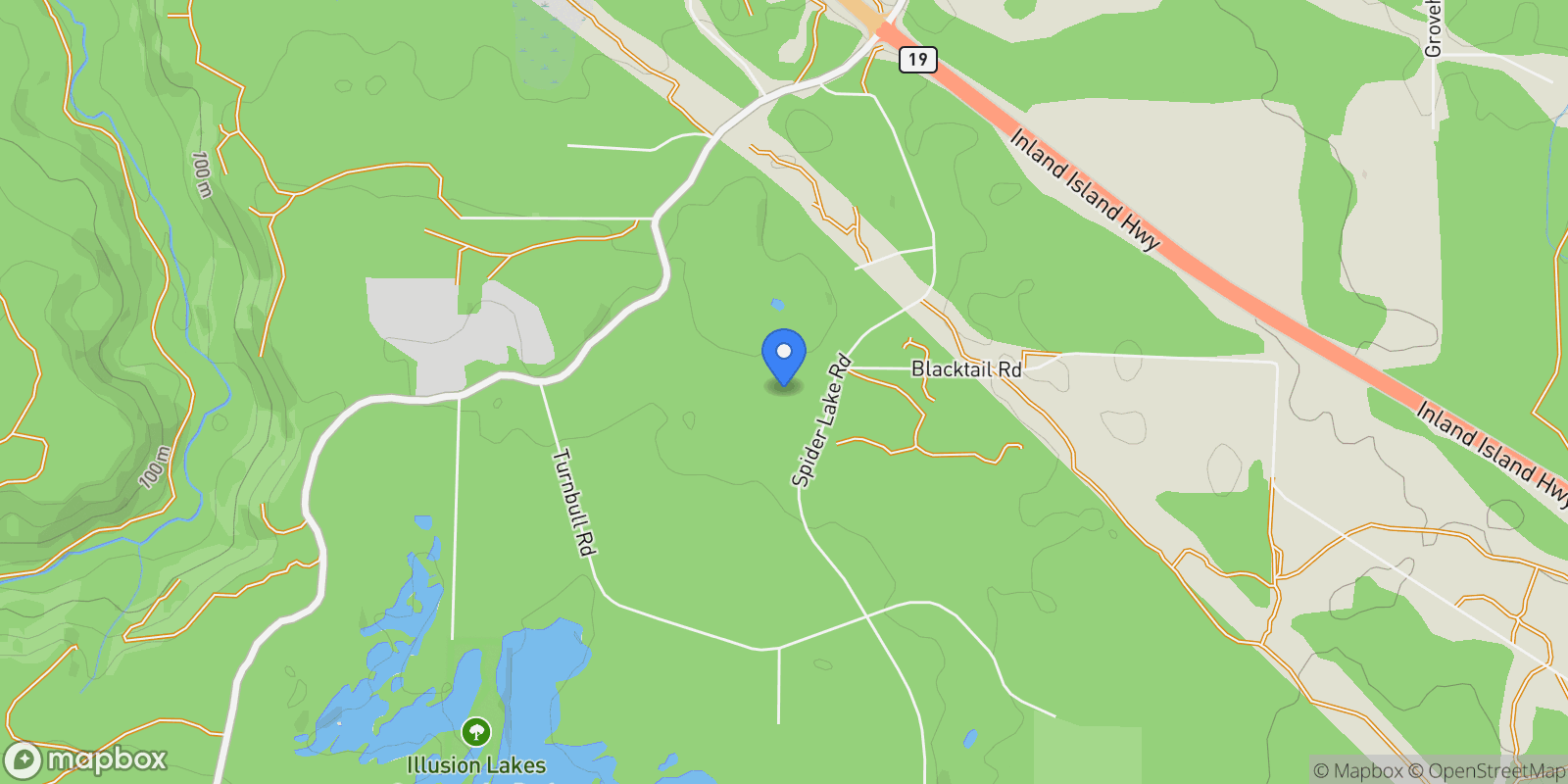 Map showing 900 Spider Lake Rd, Qualicum Beach, British Columbia, Canada.