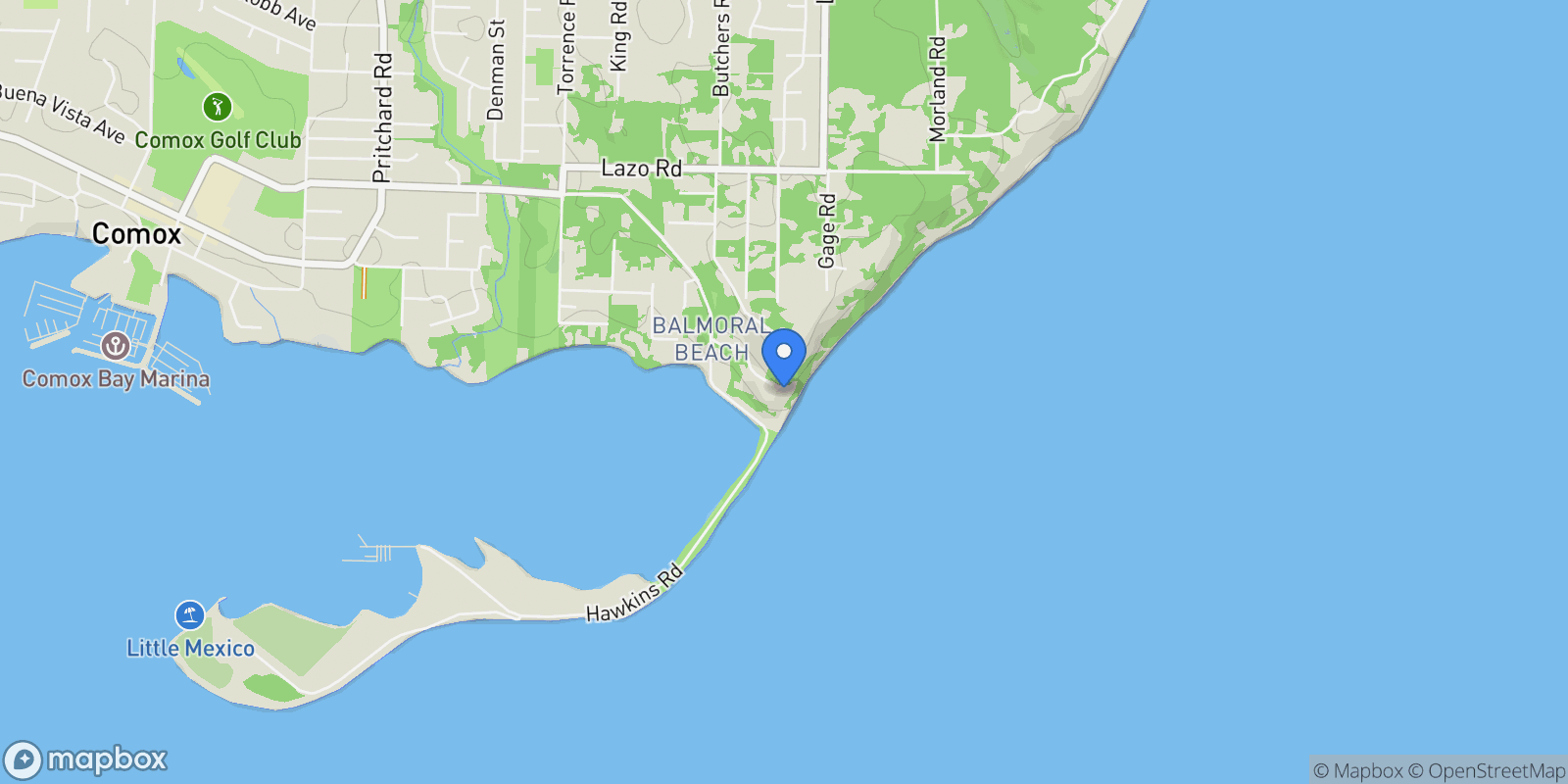 Map showing 1133 Yates Rd, Comox, British Columbia, Canada.