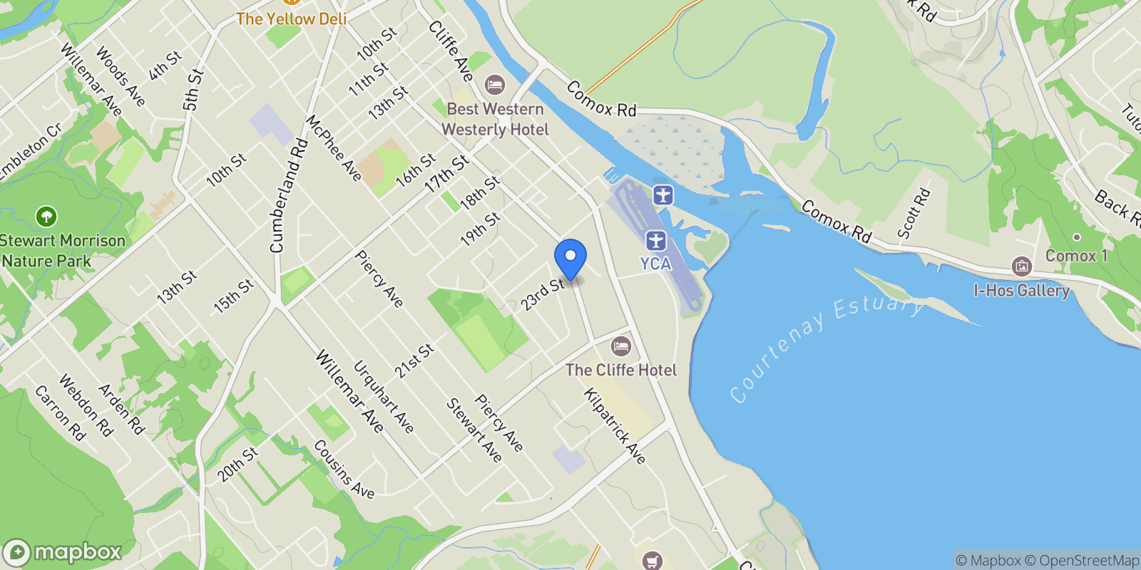 Map showing 2295 Fitzgerald Ave, Courtenay, British Columbia, Canada.