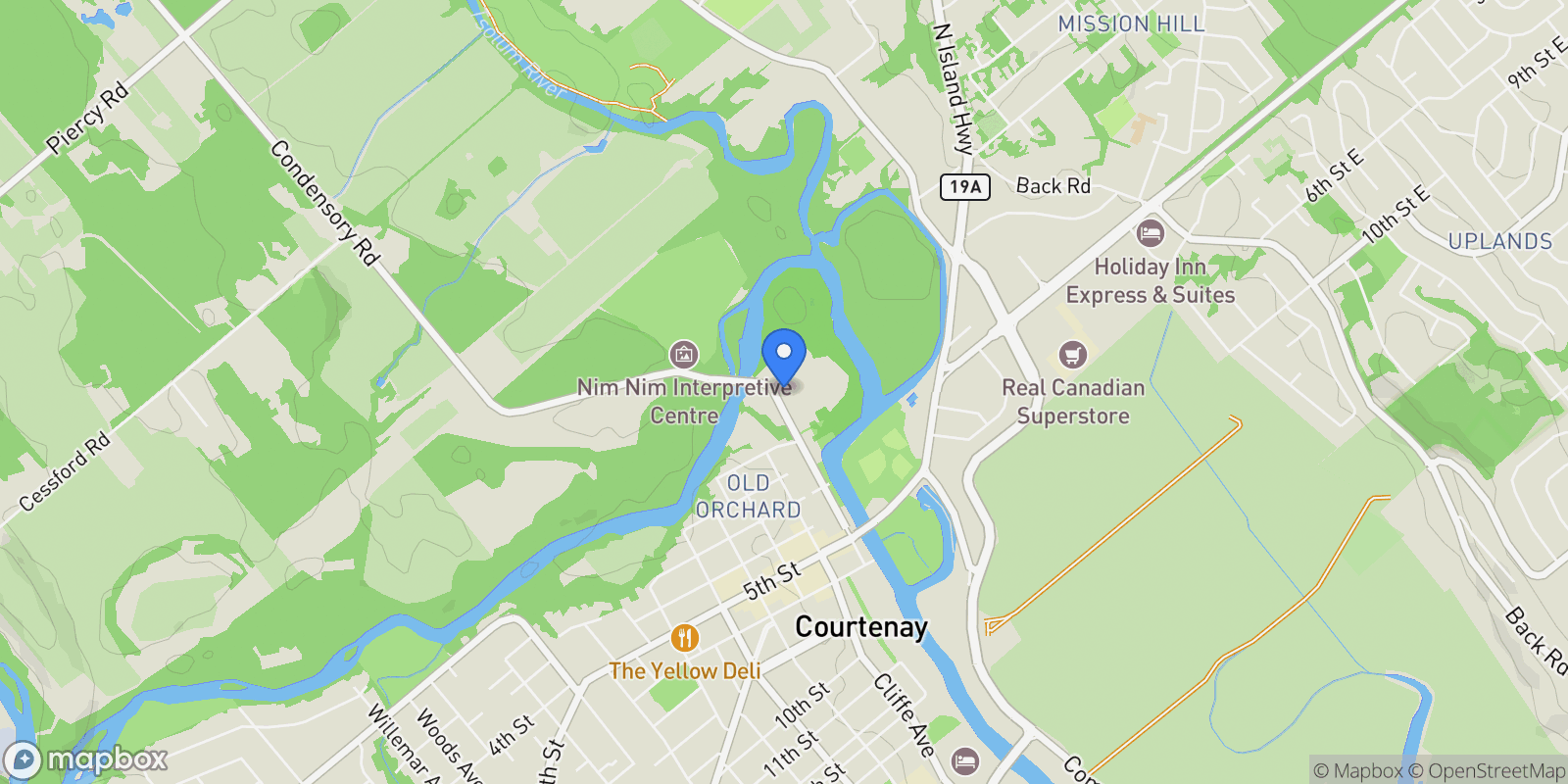 Map showing 44 Anderton Ave 129, Courtenay, British Columbia, Canada.