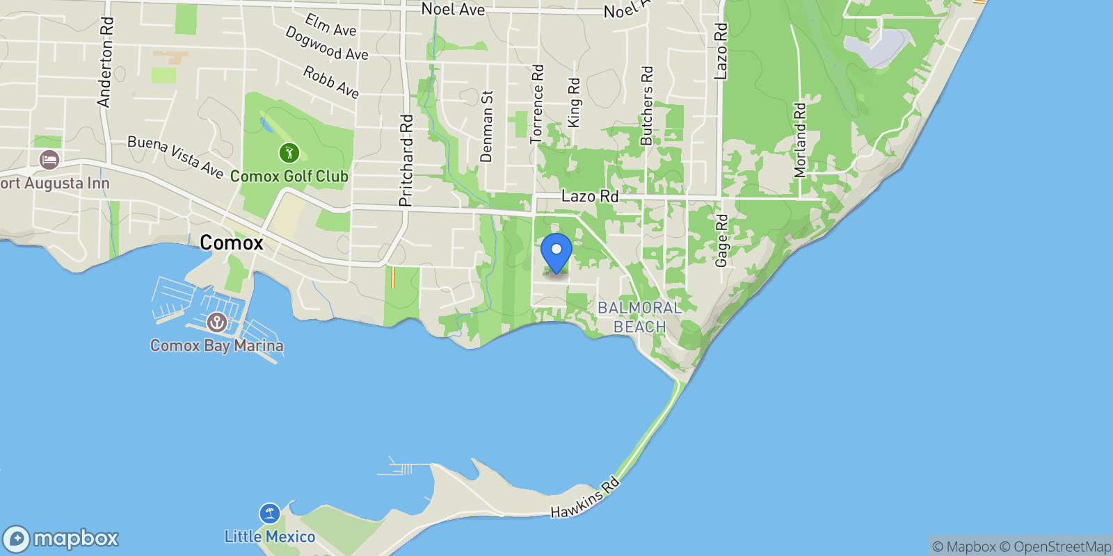 Map showing 1314 Docliddle Rd, Comox, British Columbia, Canada.