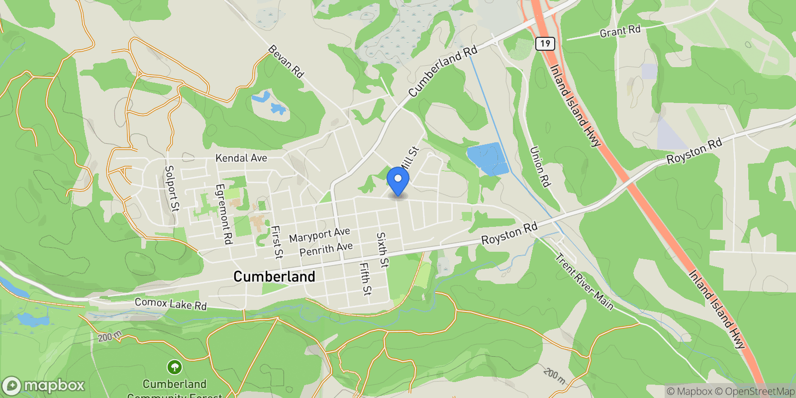Map showing Lot A Ulverston Ave, Cumberland, British Columbia, Canada.