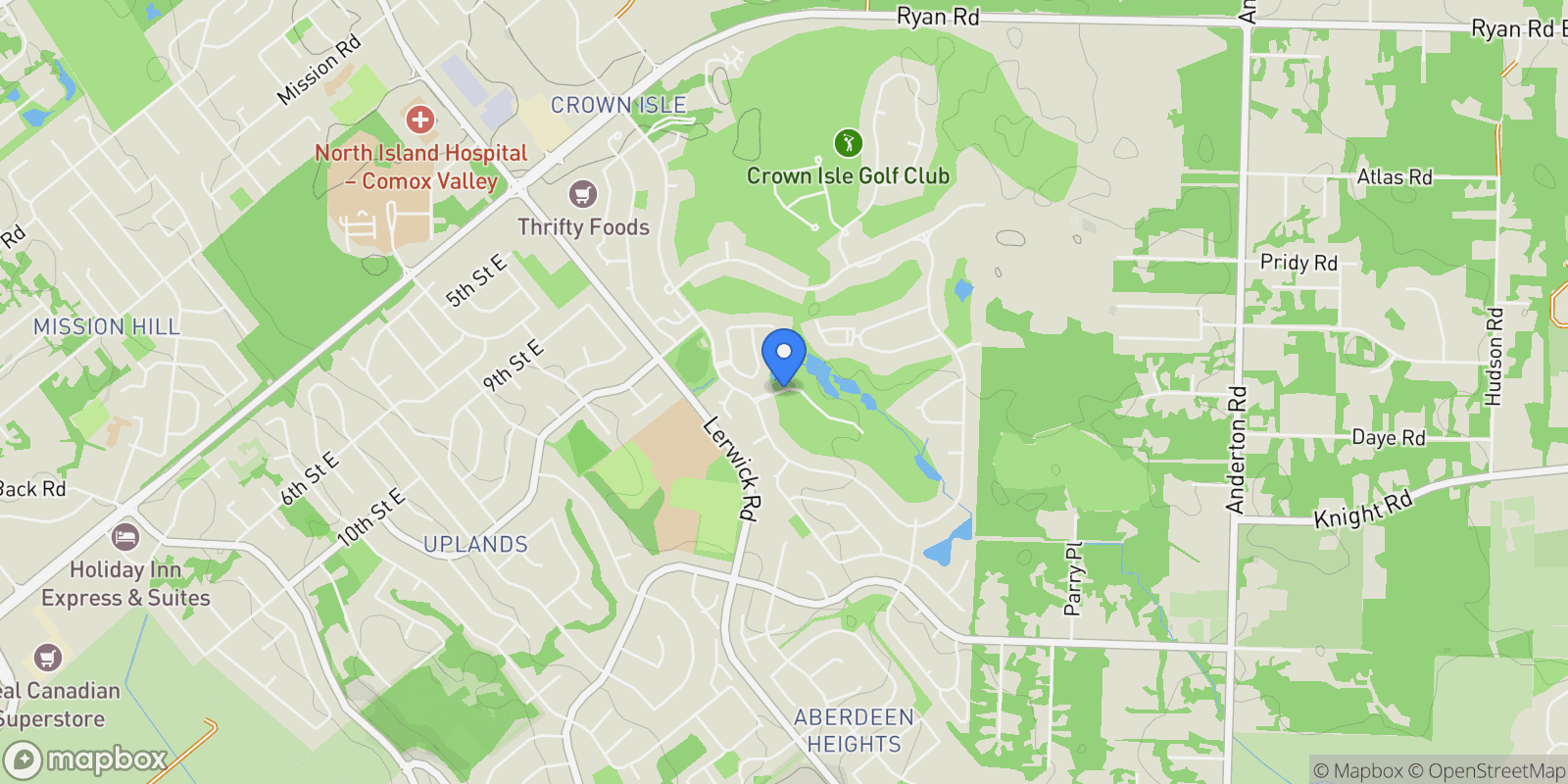 Map showing 1444 Crown Isle Dr 106, Courtenay, British Columbia, Canada.
