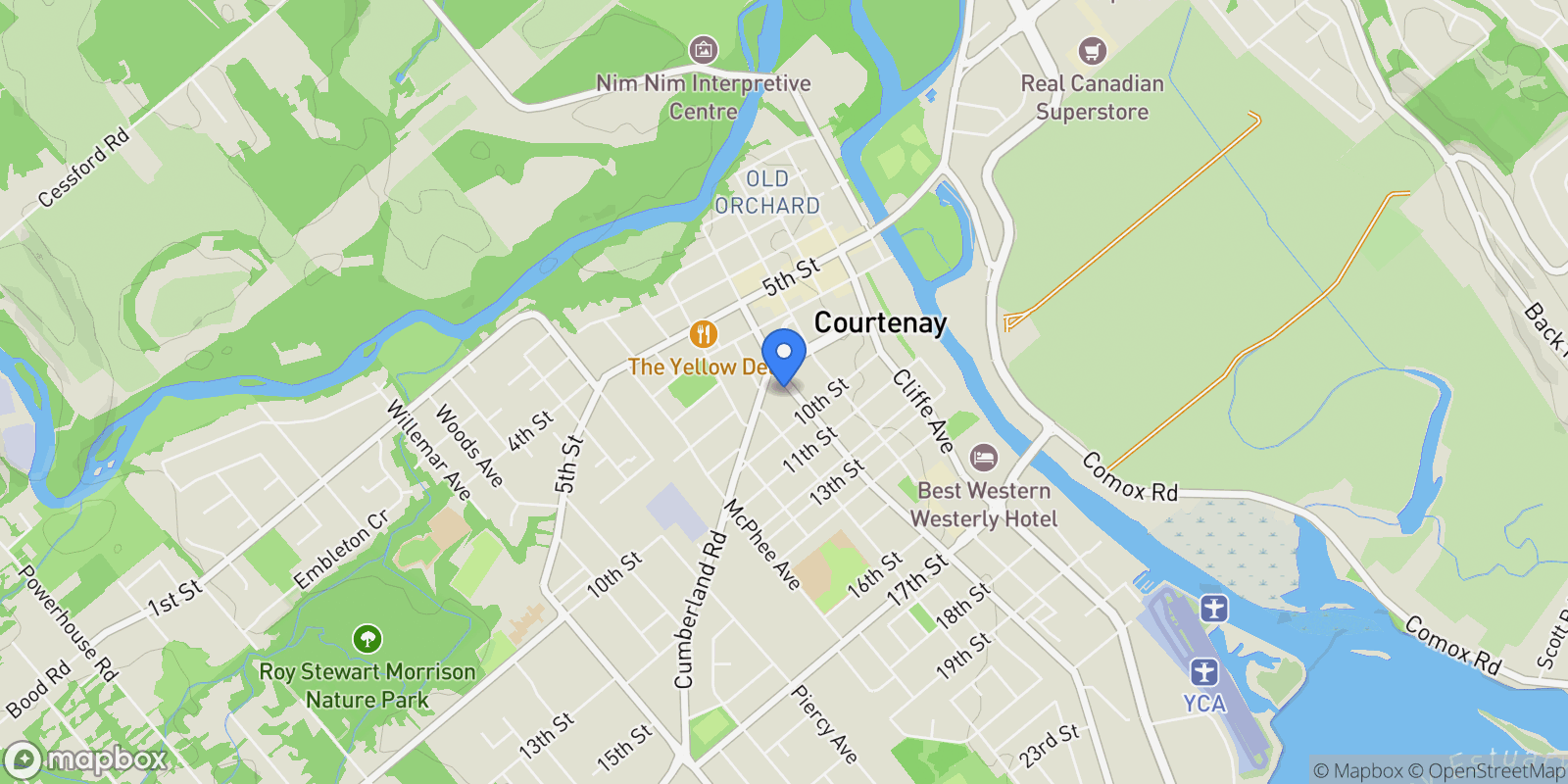 Map showing 949 Fitzgerald Ave, Courtenay, British Columbia, Canada.