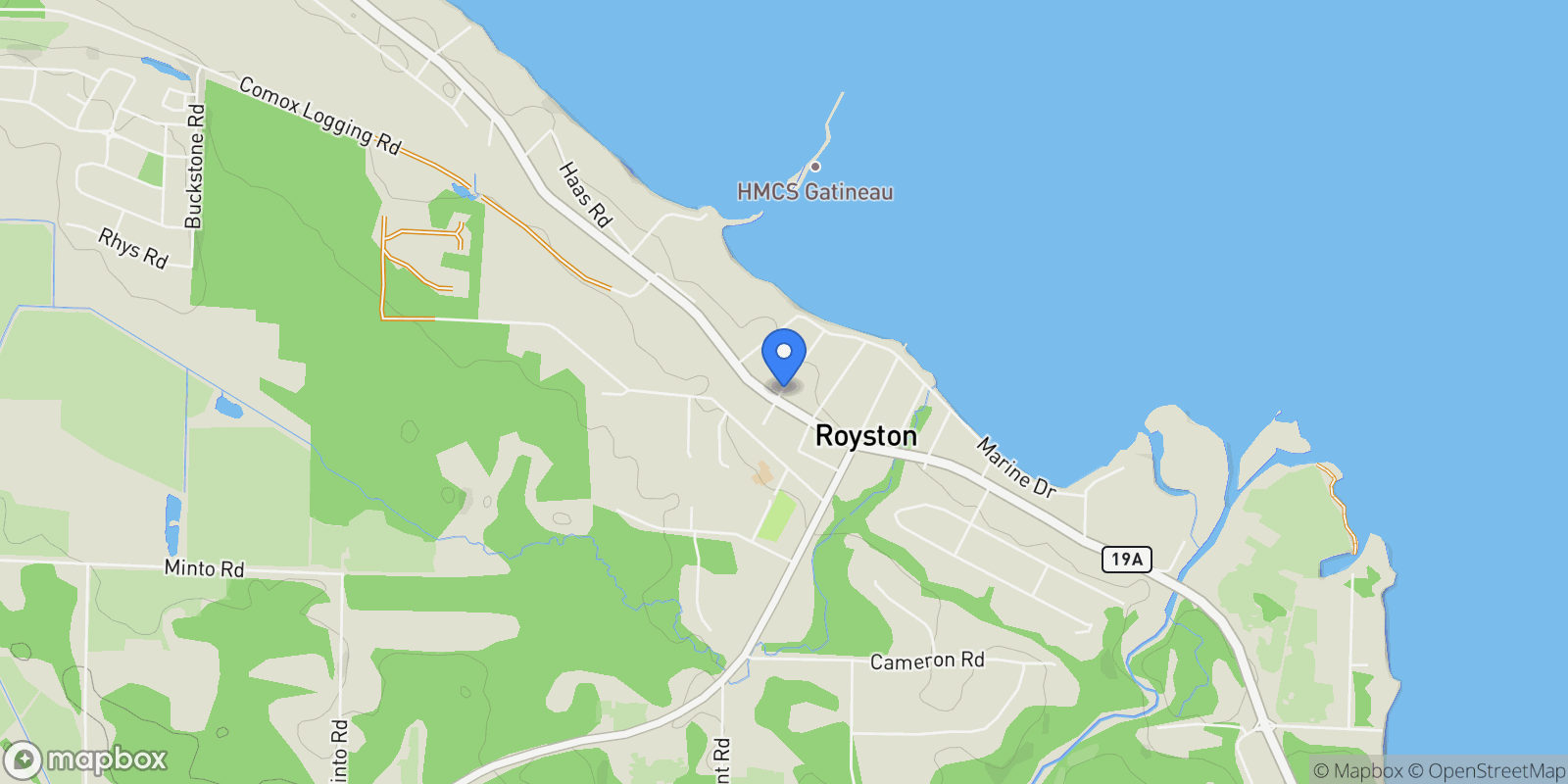 Map showing 3839/3841 Ross Ave, Royston, British Columbia, Canada.