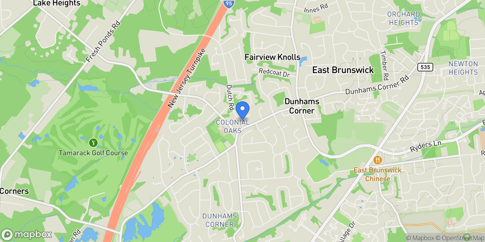 Map showing 1 Eileen Court, East Brunswick, NJ 08816, East Brunswick, New Jersey, United States.