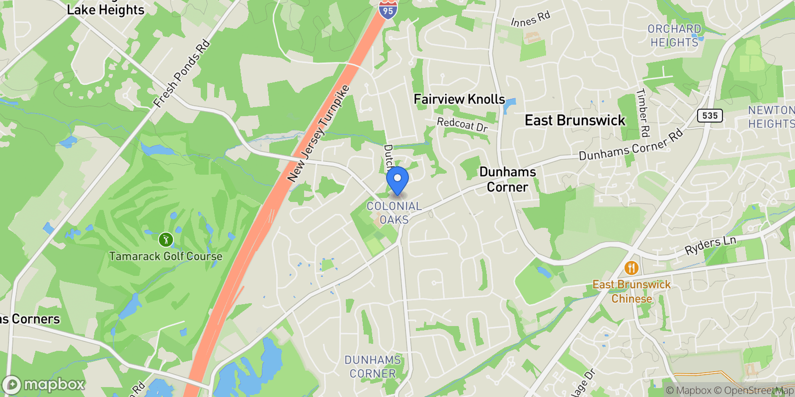 Map showing 11 Dutch Road, East Brunswick, NJ 08816, East Brunswick, New Jersey, United States.