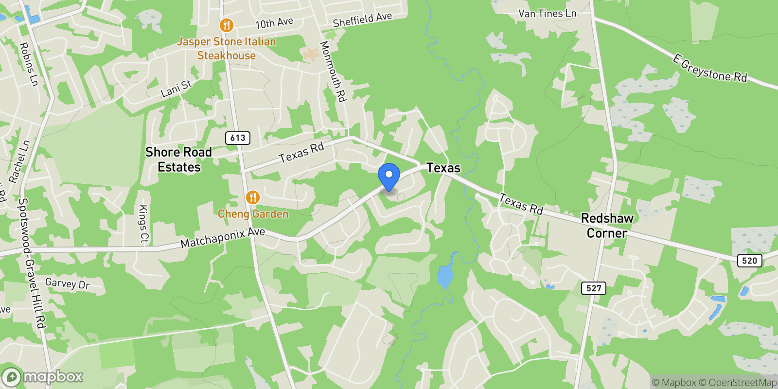 Map showing 22 Forest Lane, Monroe, NJ 08831, Monroe Township, New Jersey, United States.