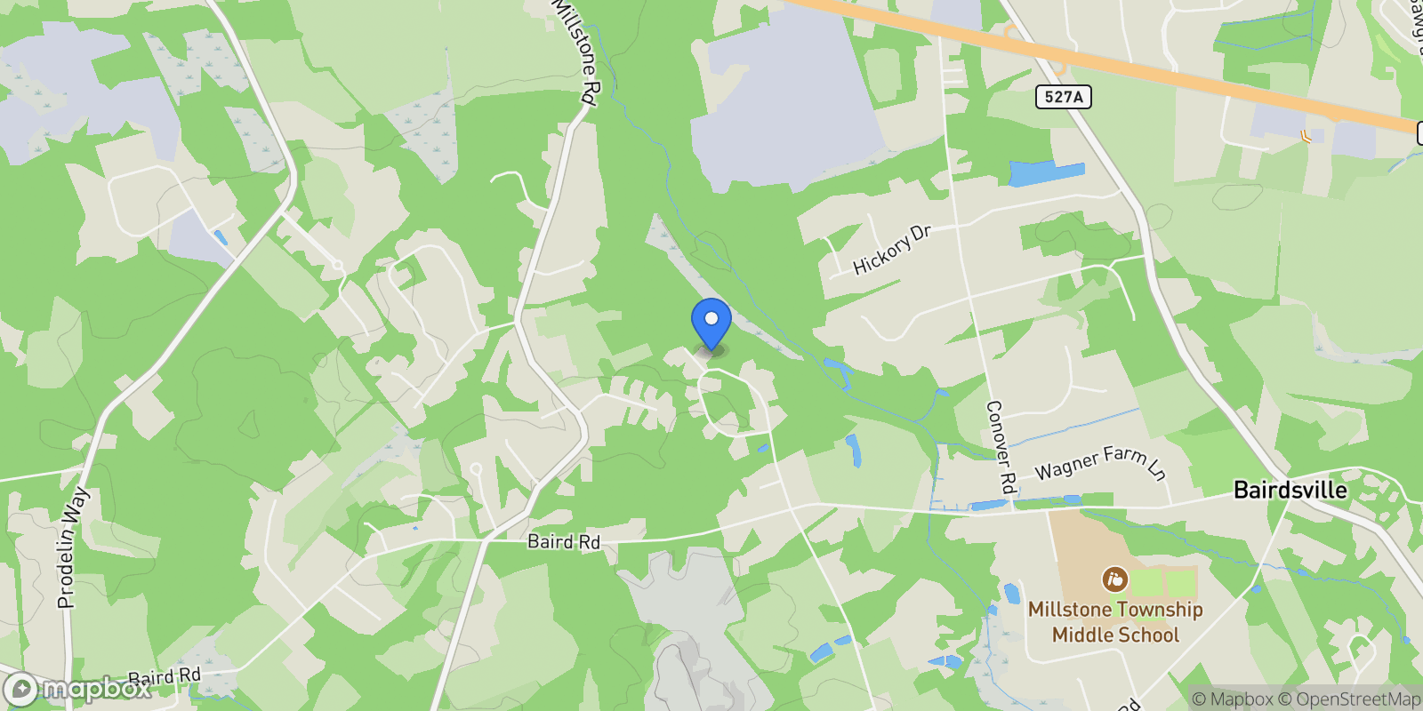 Map showing 2 Shady Oak Court, Millstone, NJ 08535, Millstone, New Jersey, United States.