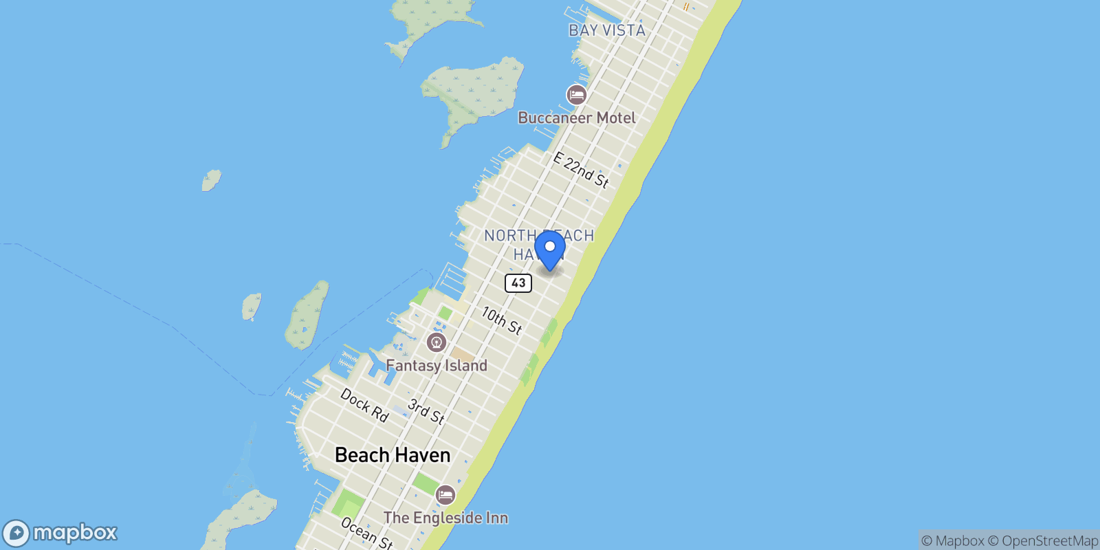 Map showing 1410 Atlantic Avenue, Beach Haven, NJ 08008, Ship Bottom, New Jersey, United States.