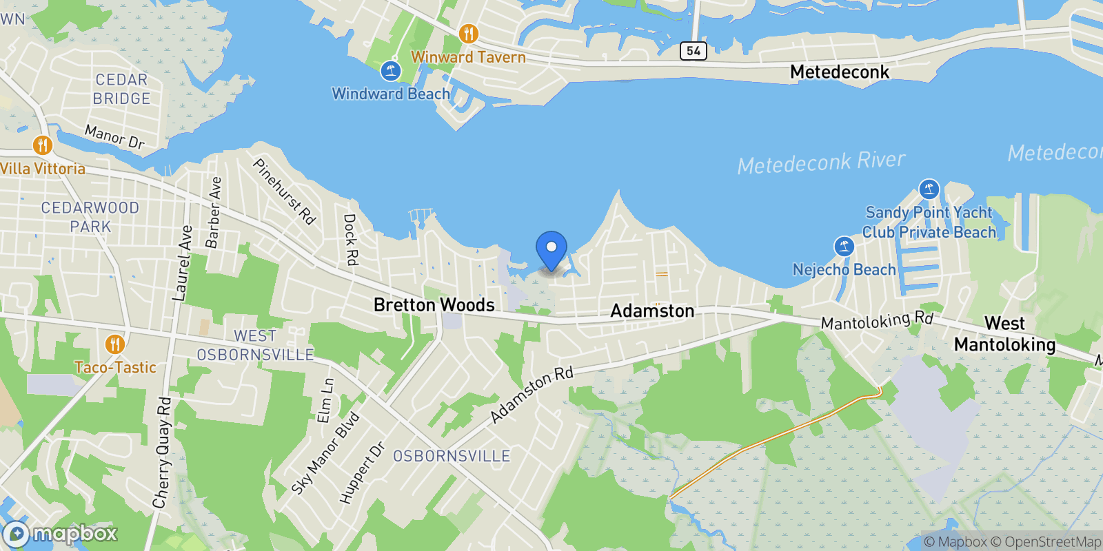 Map showing 10 W Riverside Drive, Brick, NJ 08723, Brick Township, New Jersey, United States.