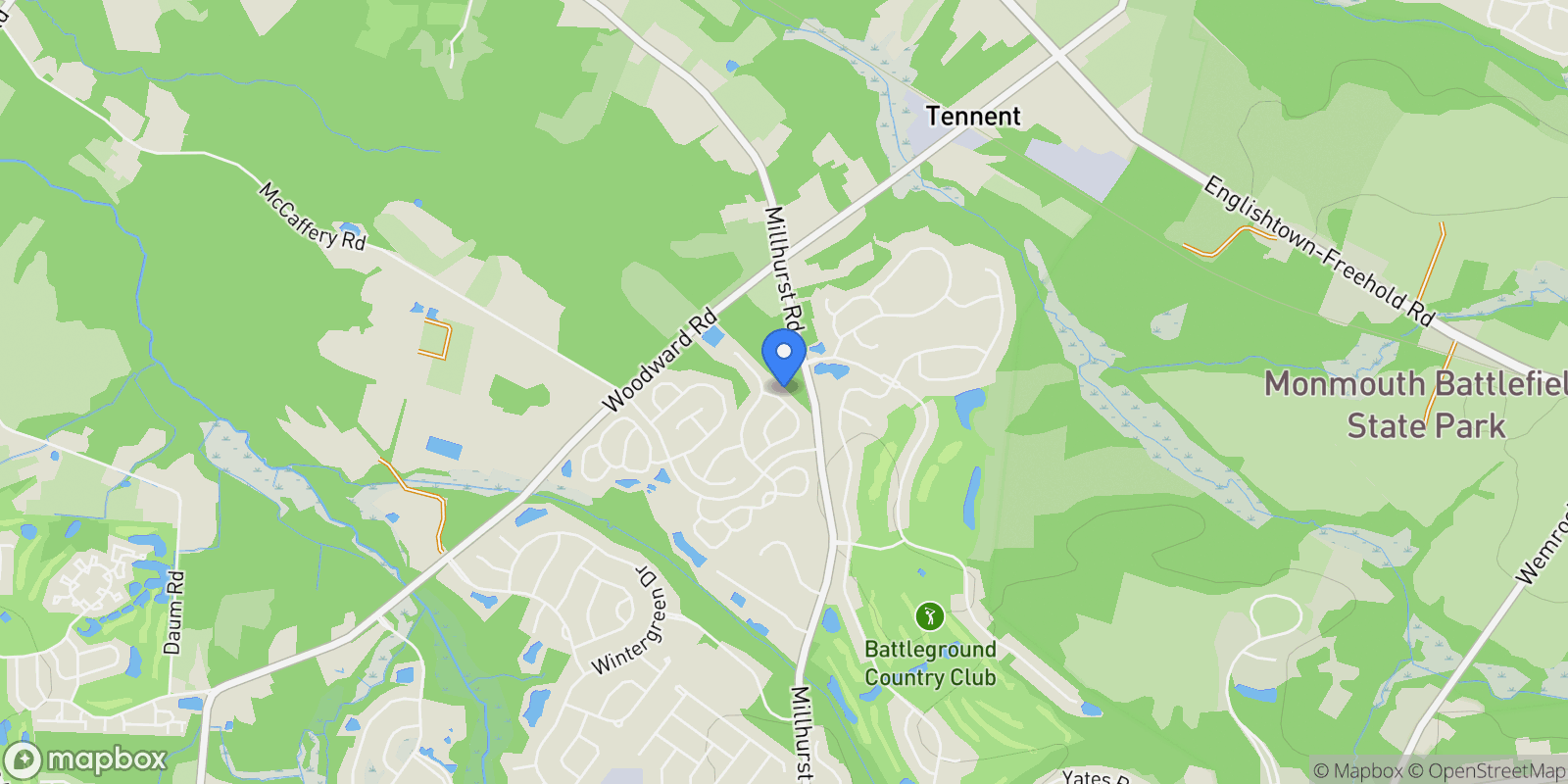 Map showing 40 Mulberry Drive, Manalapan, NJ 07726, Manalapan Township, New Jersey, United States.