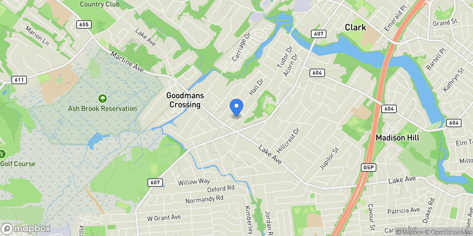 Map showing 38 Meadow Road, Clark, NJ 07066, Clark, New Jersey, United States.