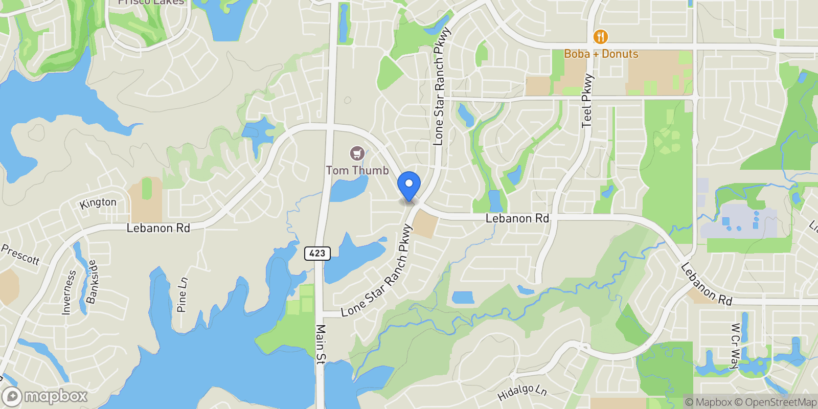 Map showing 5160 Statesman Lane, Frisco, Texas, United States.