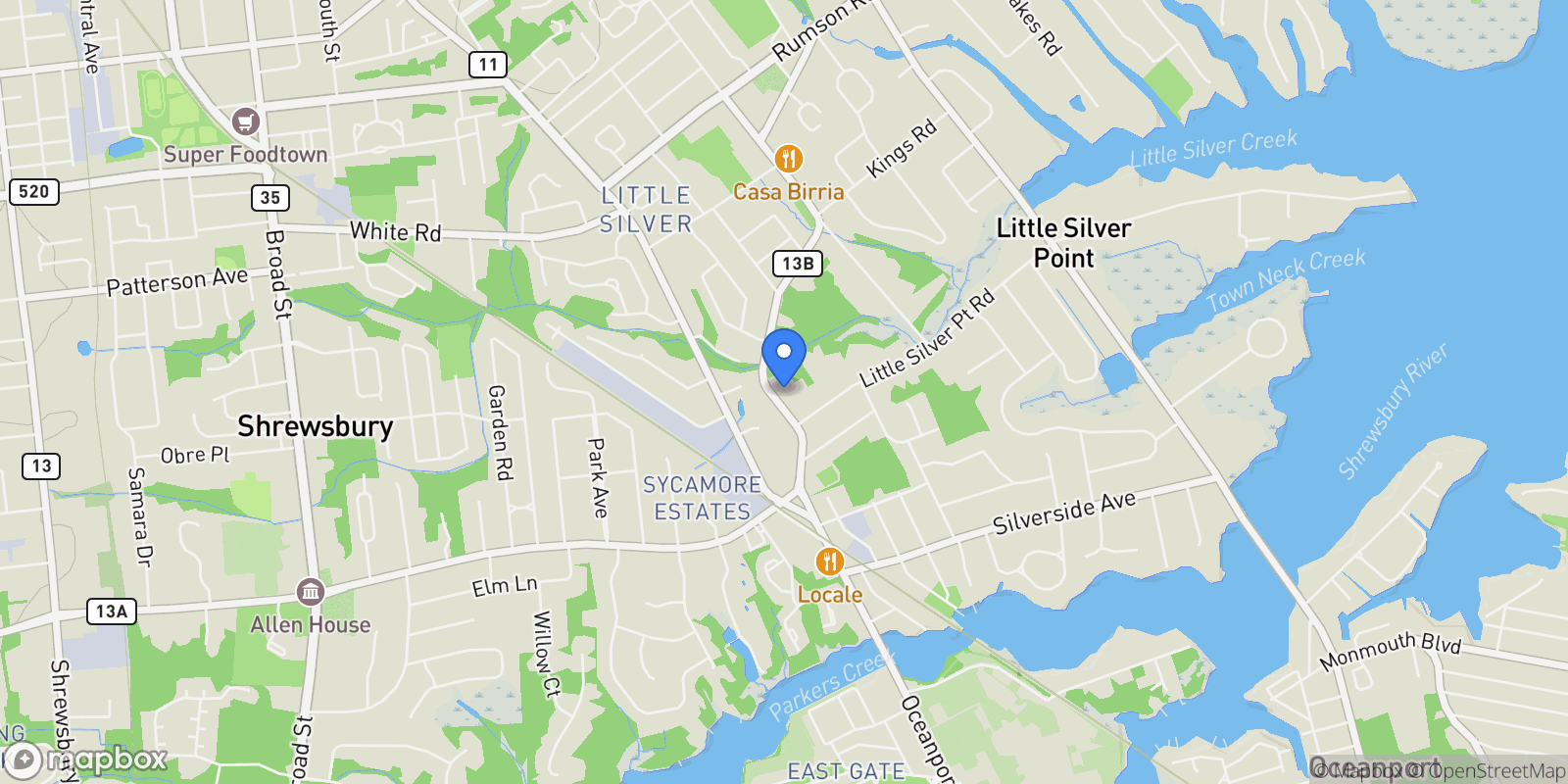 Map showing 212 Willow Drive, Little Silver, NJ 07739, Little Silver, New Jersey, United States.