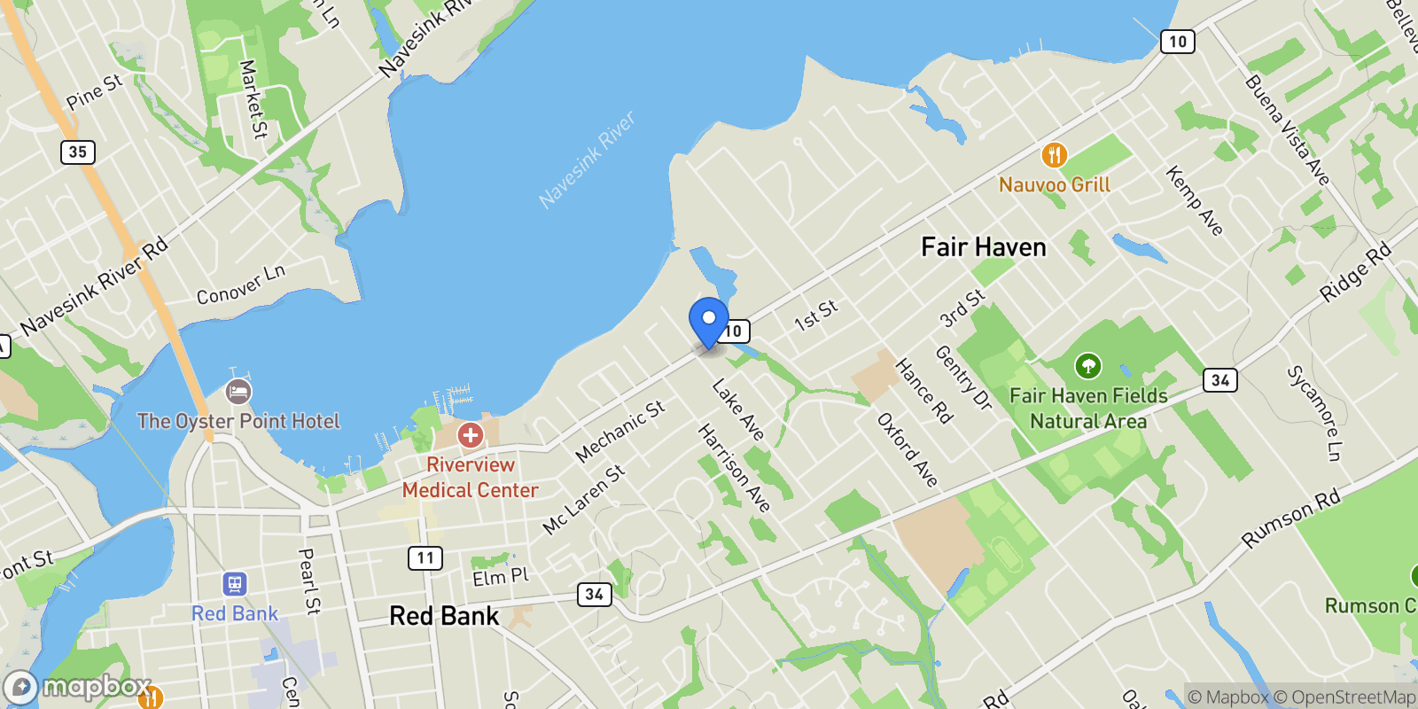 Map showing 340 River Road, Fair Haven, NJ 07704, Fair Haven, New Jersey, United States.