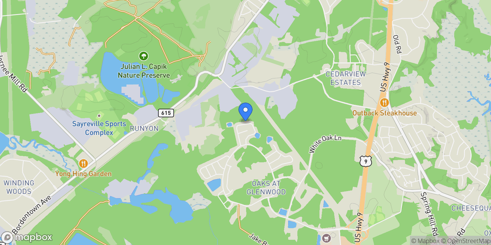 Map showing 41 Gazania Drive, Old Bridge, NJ 08857, Old Bridge Township, New Jersey, United States.