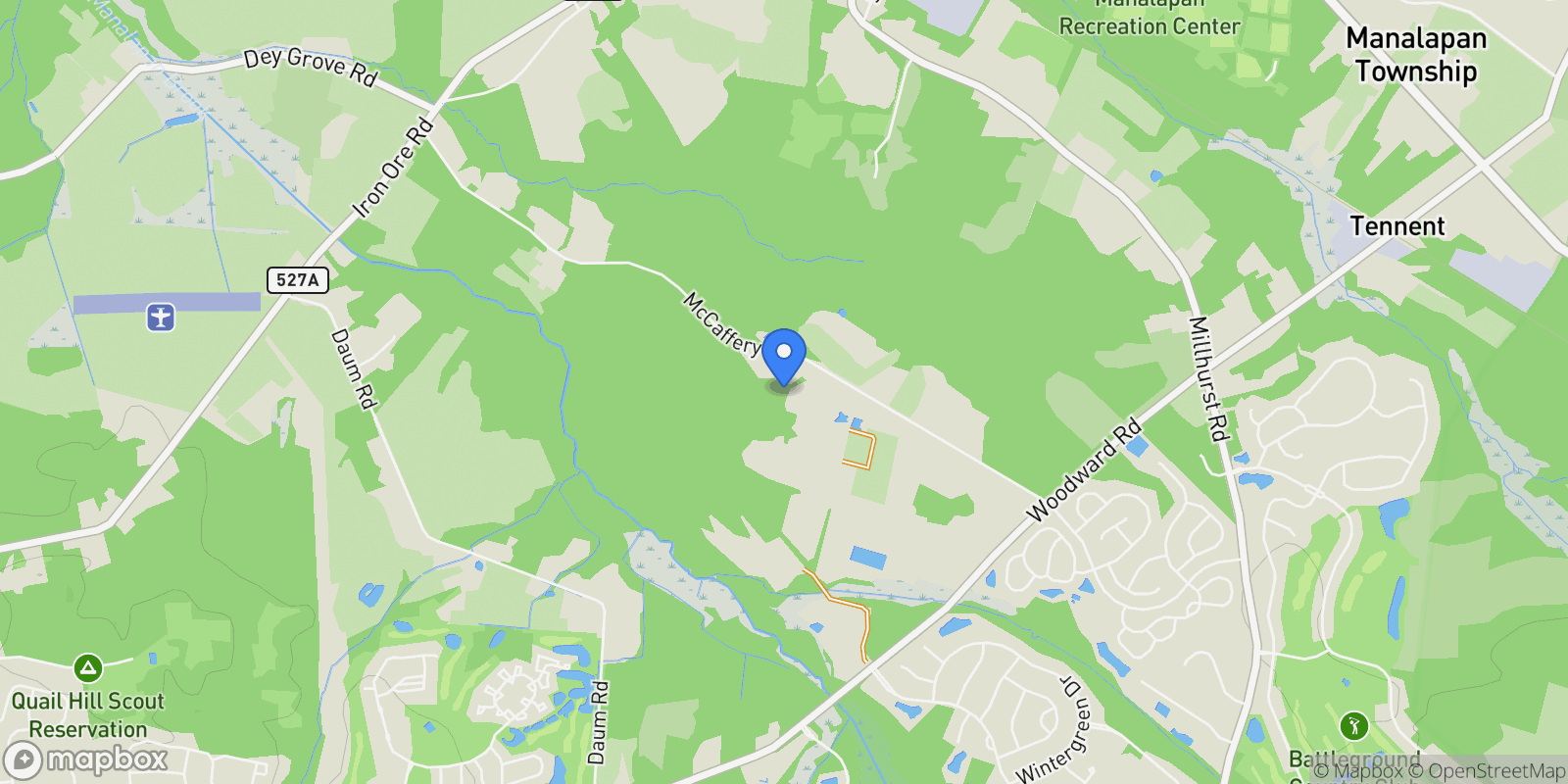 Map showing 53 Mccaffery Road, Manalapan, NJ 07726, Manalapan Township, New Jersey, United States.
