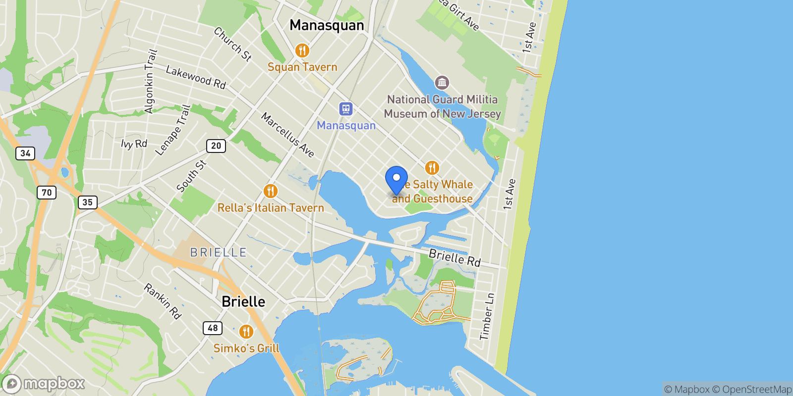 Map showing 394 E Virginia Avenue, Manasquan, NJ 08736, Manasquan, New Jersey, United States.