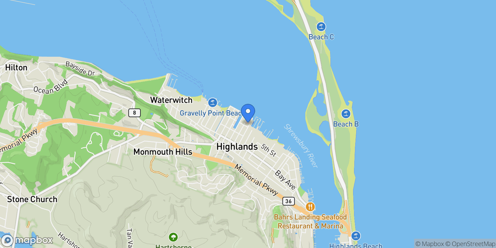 Map showing 14 Seadrift Avenue, Highlands, NJ 07732, Highlands, New Jersey, United States.