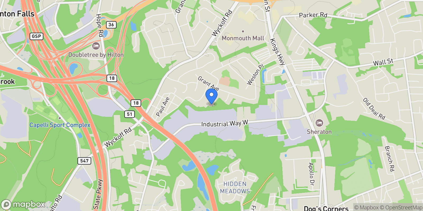Map showing 14 Copperfield Court, Eatontown, NJ 07724, Tinton Falls, New Jersey, United States.