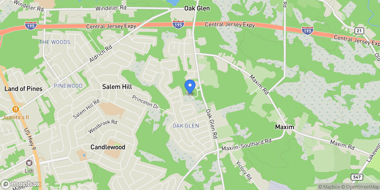 Map showing 29 Tasha Lane, Howell, NJ 07731, Howell Township, New Jersey, United States.