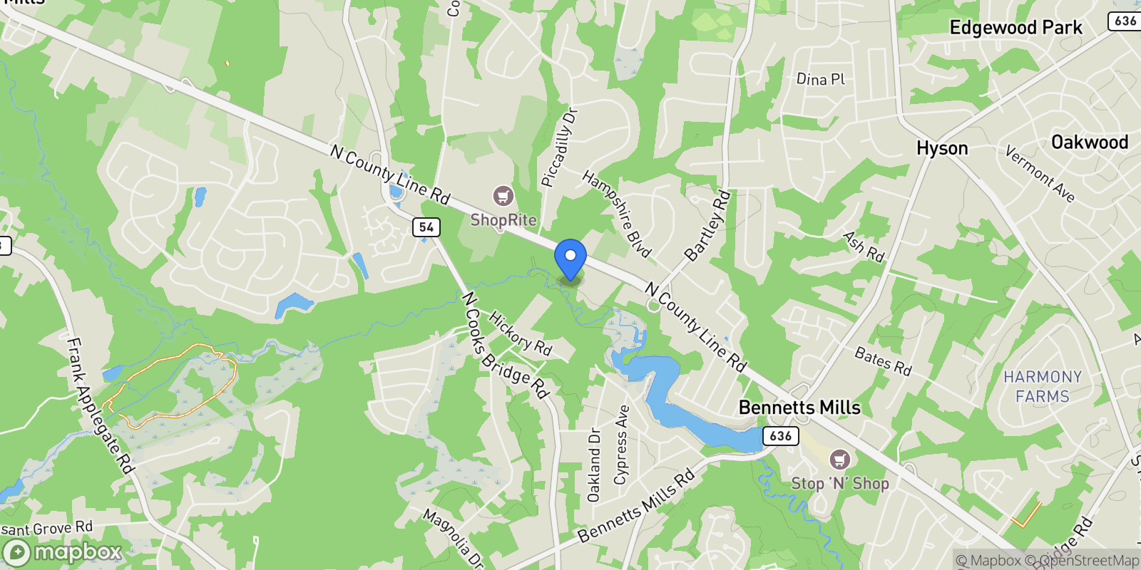 Map showing 185 N County Line Road, Jackson, NJ 08527, Jackson Township, New Jersey, United States.