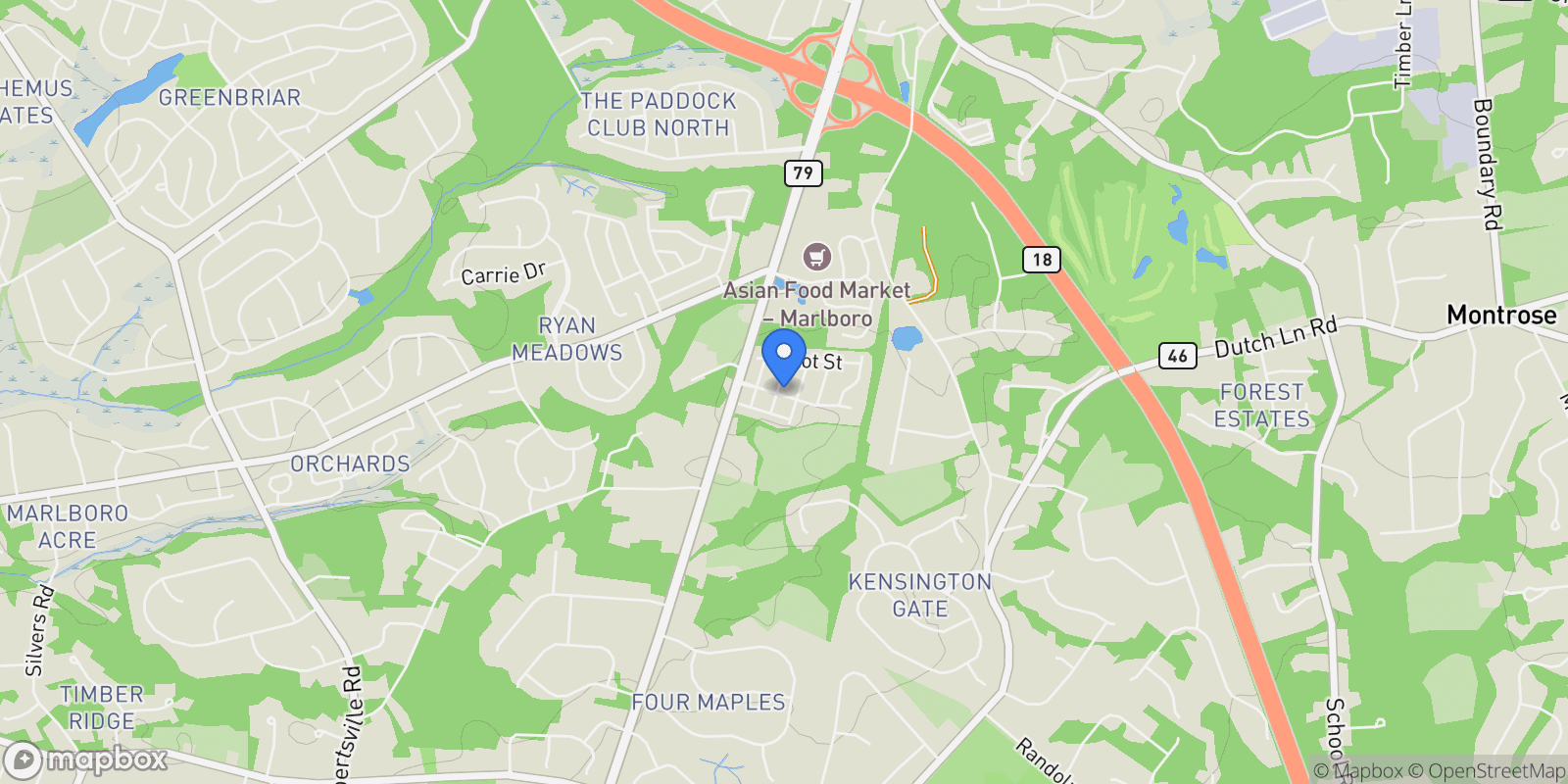 Map showing 1001 Navigator Avenue, Marlboro, NJ 07746, Marlboro Township, New Jersey, United States.