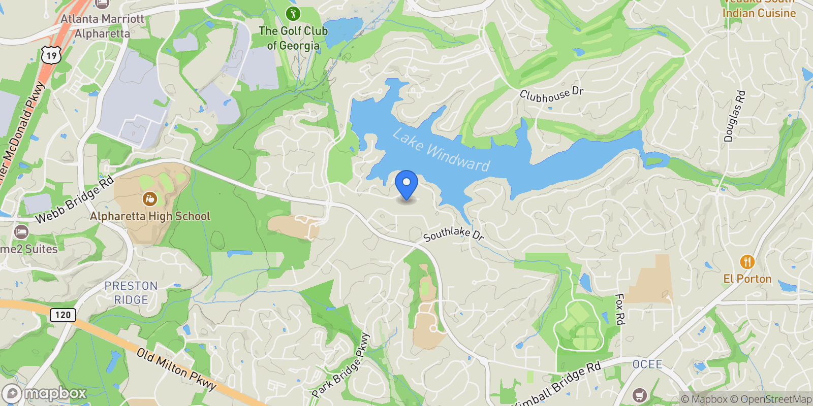 Map showing 410 Red Jacket Way, Alpharetta, GA 30005, Alpharetta, Georgia, United States.