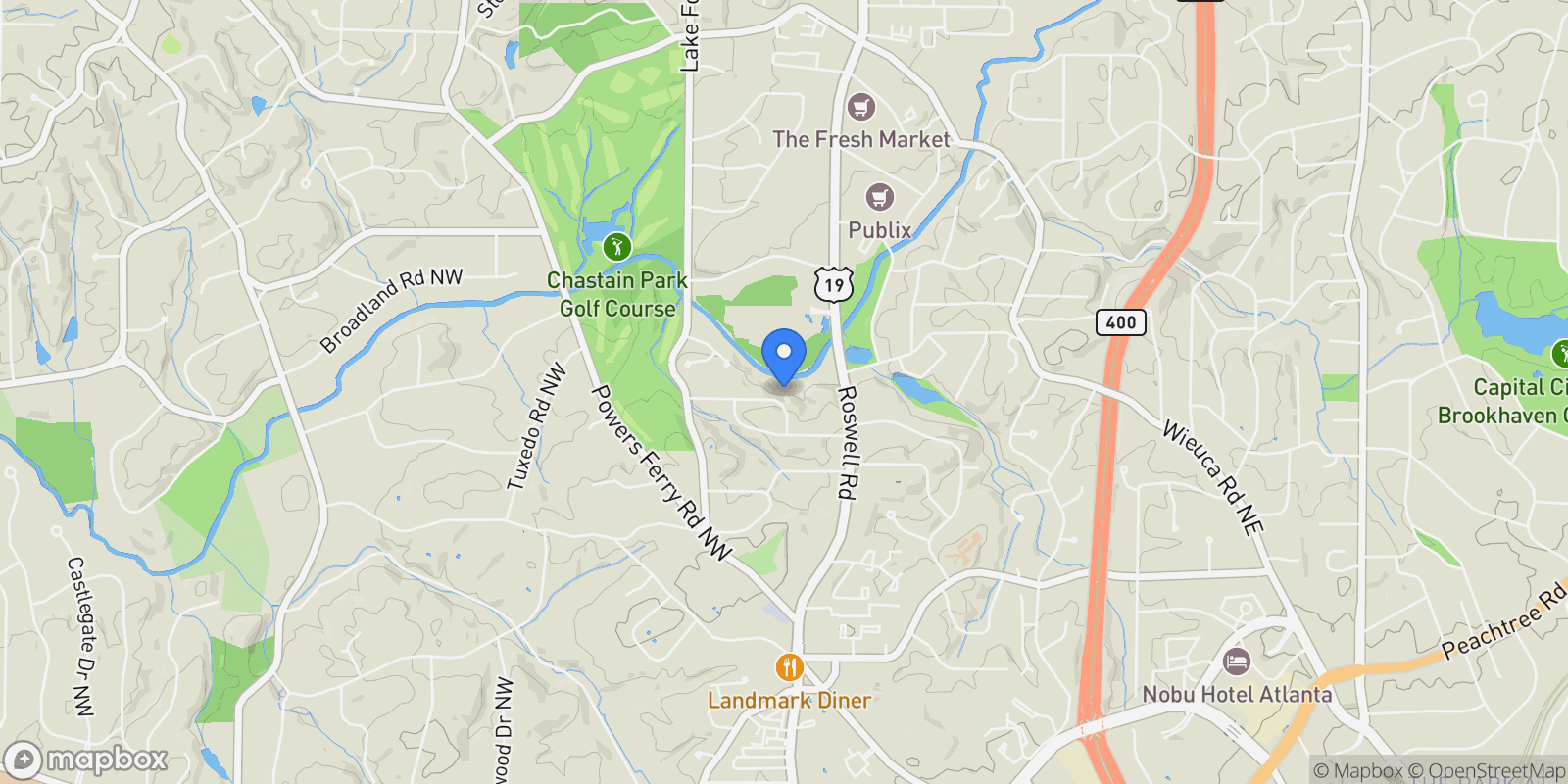 Map showing 120 Laurel Drive NE, Atlanta, GA 30342, Atlanta, Georgia, United States.