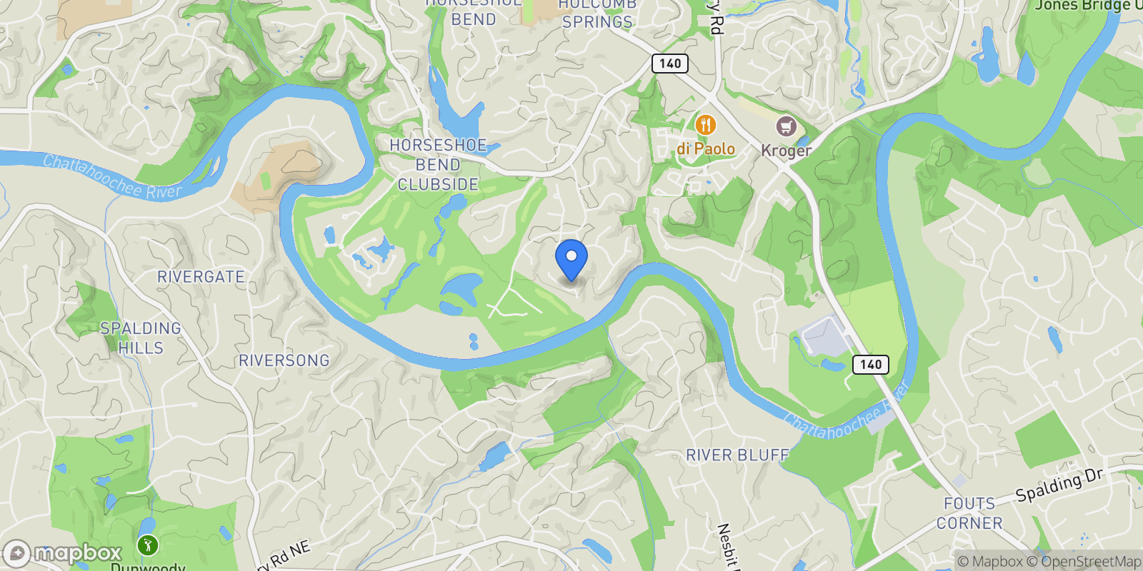 Map showing 575 Fourth Fairway Drive, Roswell, GA 30076, Roswell, Georgia, United States.
