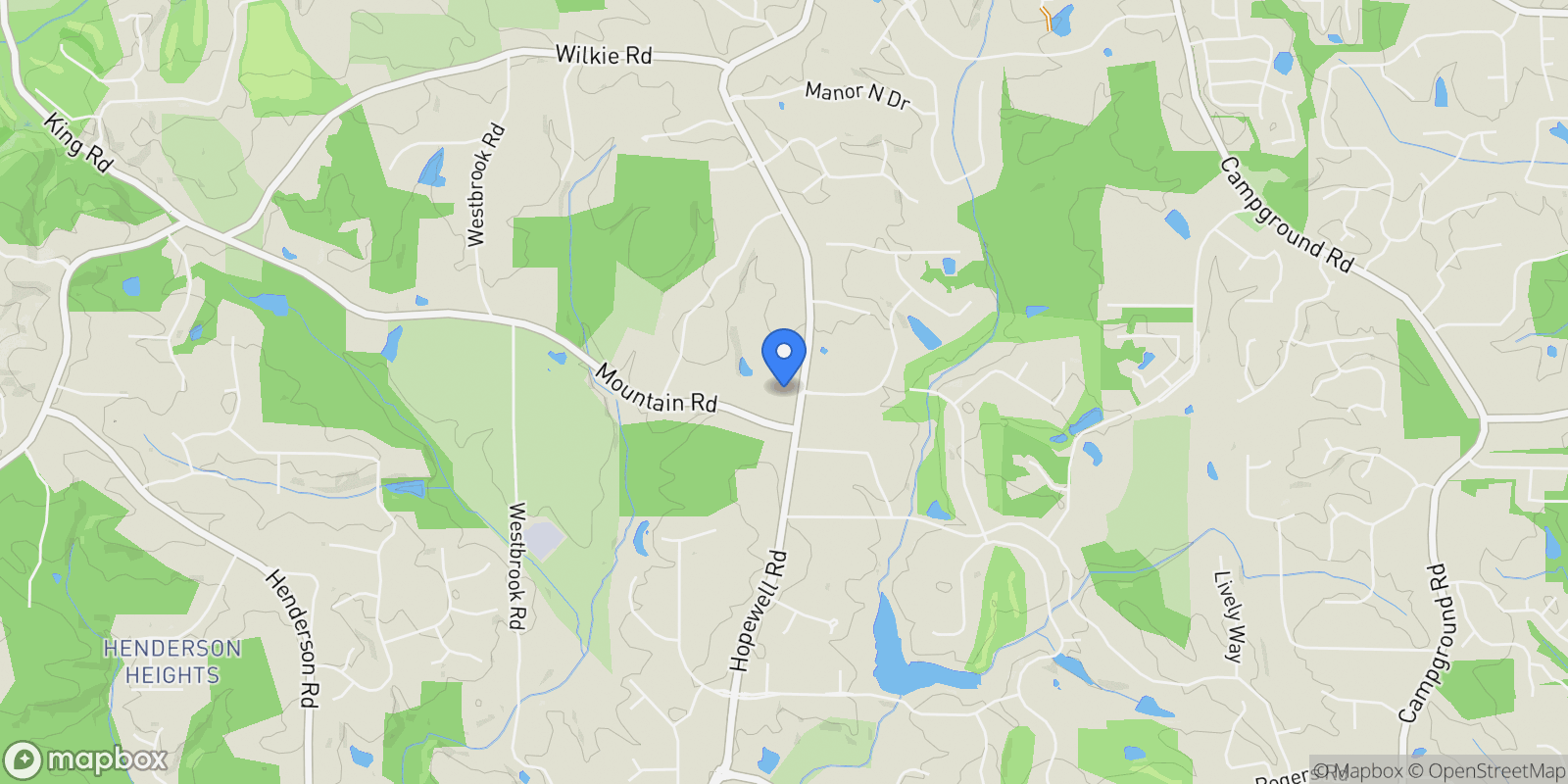 Map showing 16440 Hopewell Road, Alpharetta, GA 30004, Milton, Georgia, United States.