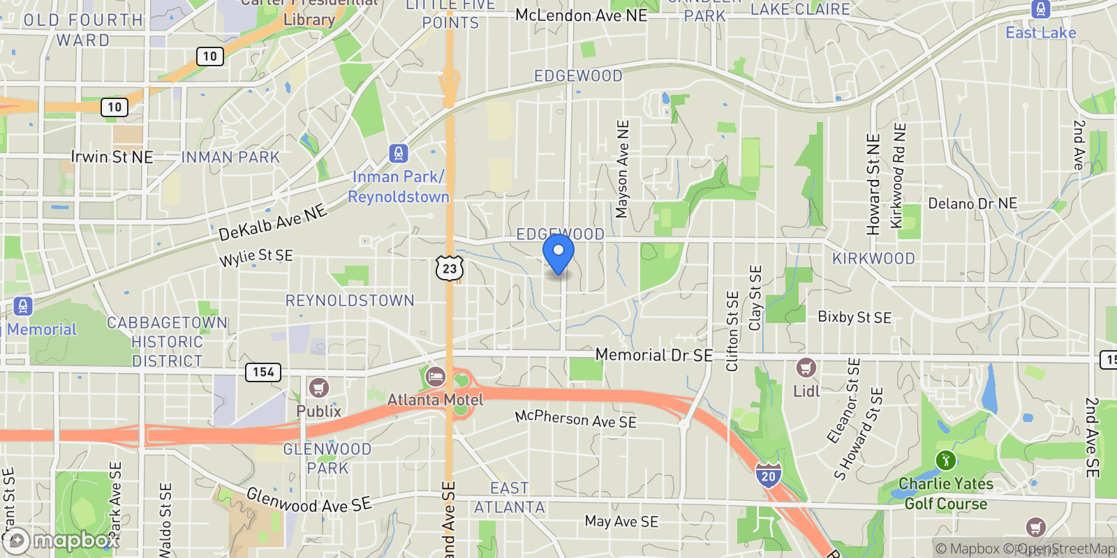 Map showing 73 WHITEFOORD Avenue SE, Atlanta, GA 30317, Atlanta, Georgia, United States.